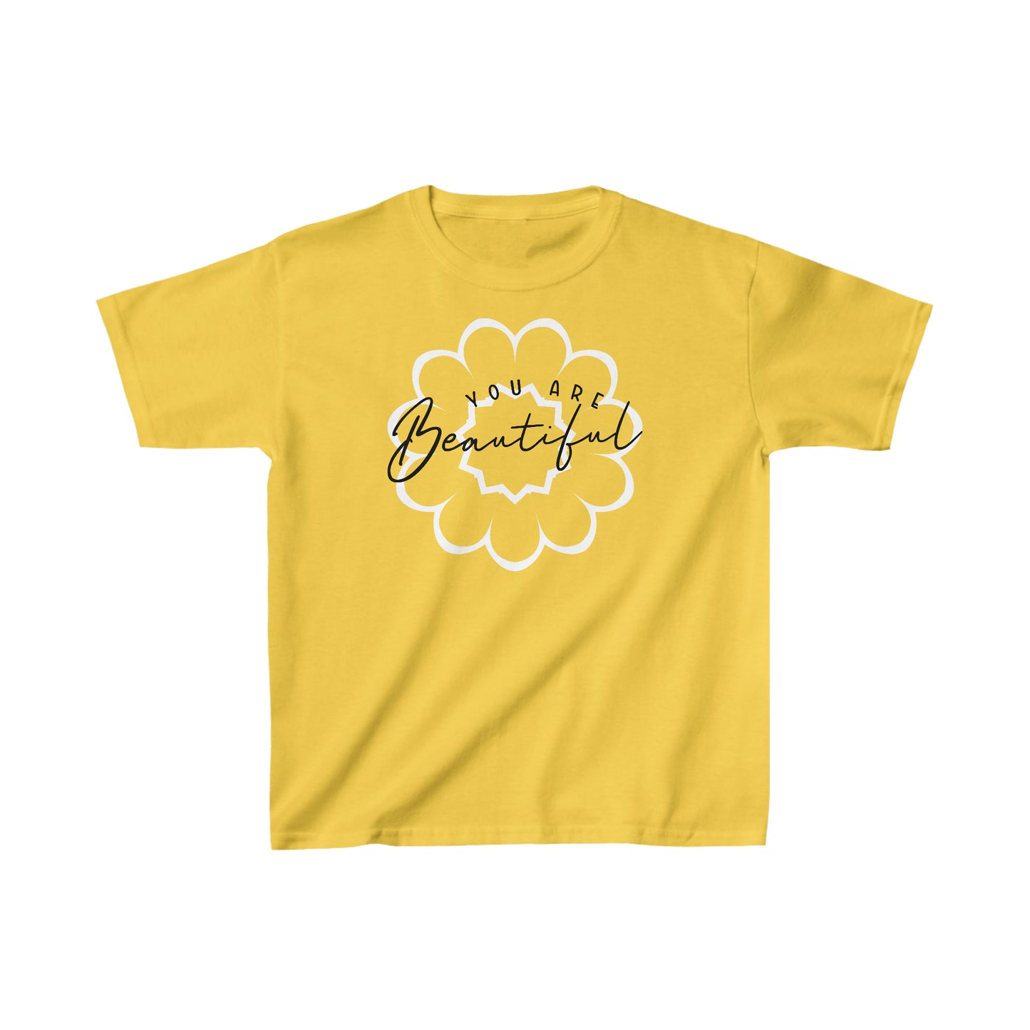 You are Beautiful - White Flower - Kids Heavy Cotton Tee
