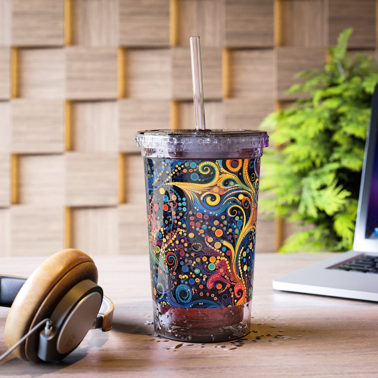 Colorful Psychedelic Swirls 1.12 - Multicolor - Clear - Suave Acrylic Cup - 16oz
