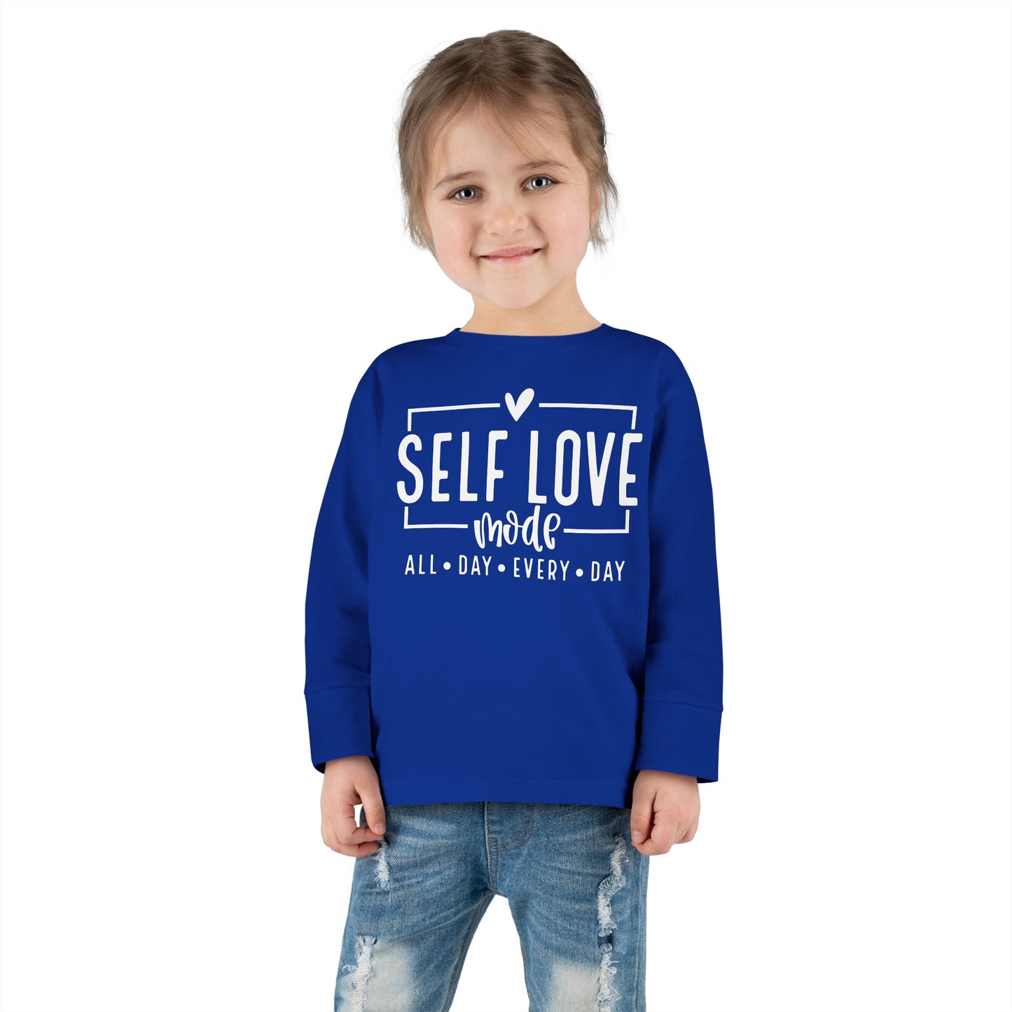 Self Love Mode - All Day Every Day - Heart - Toddler Long Sleeve Tee