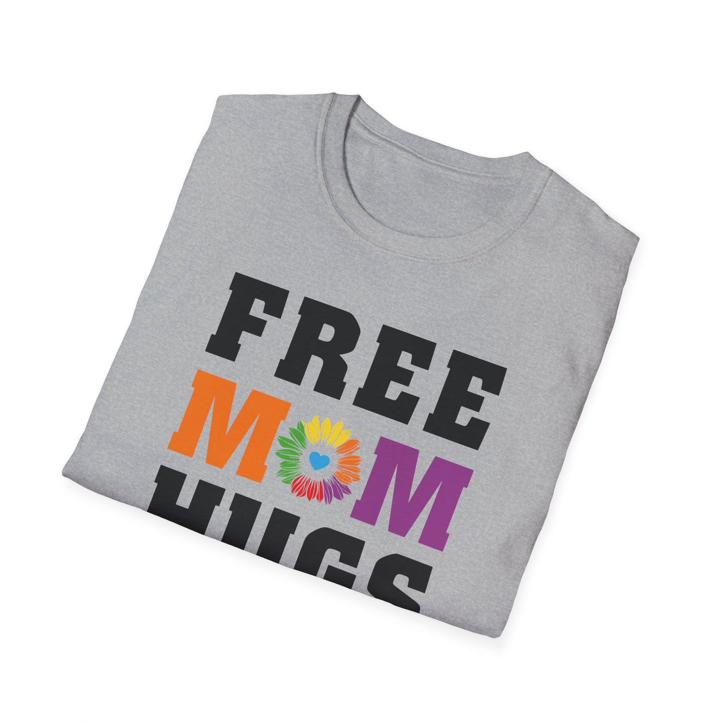 Free Mom Hugs - Rainbow Flower - LGBT - Pride - Rainbow - Unisex Softstyle T-Shirt