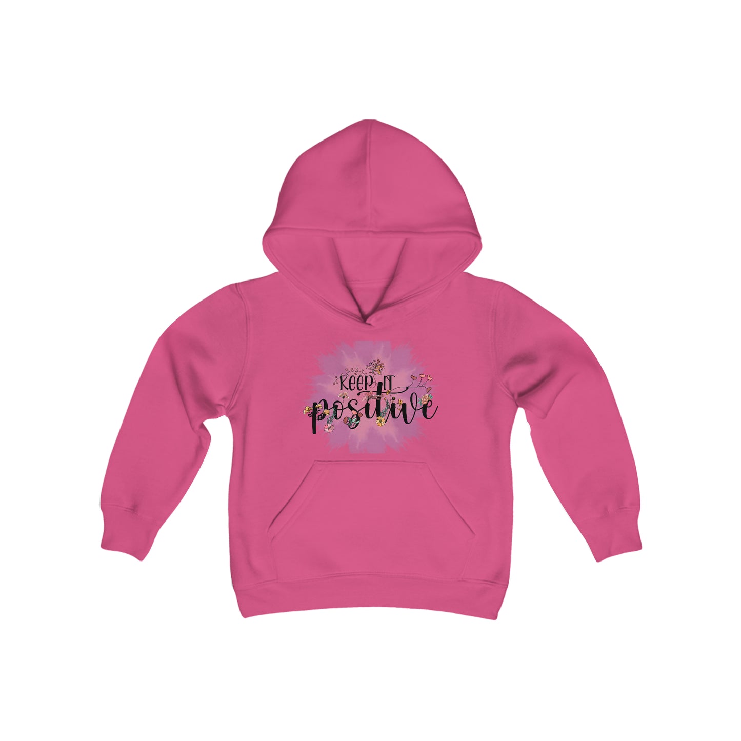 Keep it Positive - Flower Vines - Self Love - Self Acceptance - Inspire - Youth Heavy Blend Hooded Sweatshirt