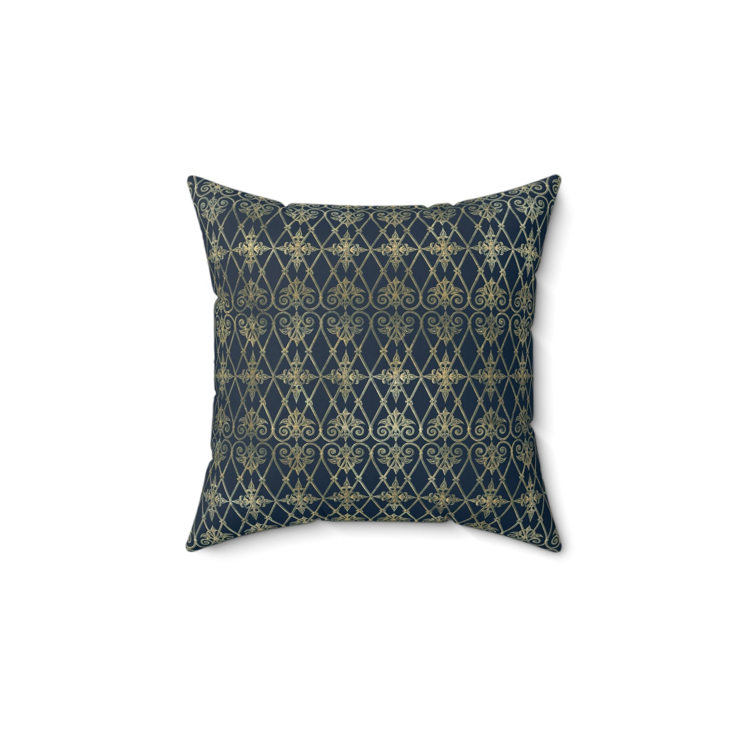 Blue and Gold Paris Pattern 1 - Faux Suede Square Pillow