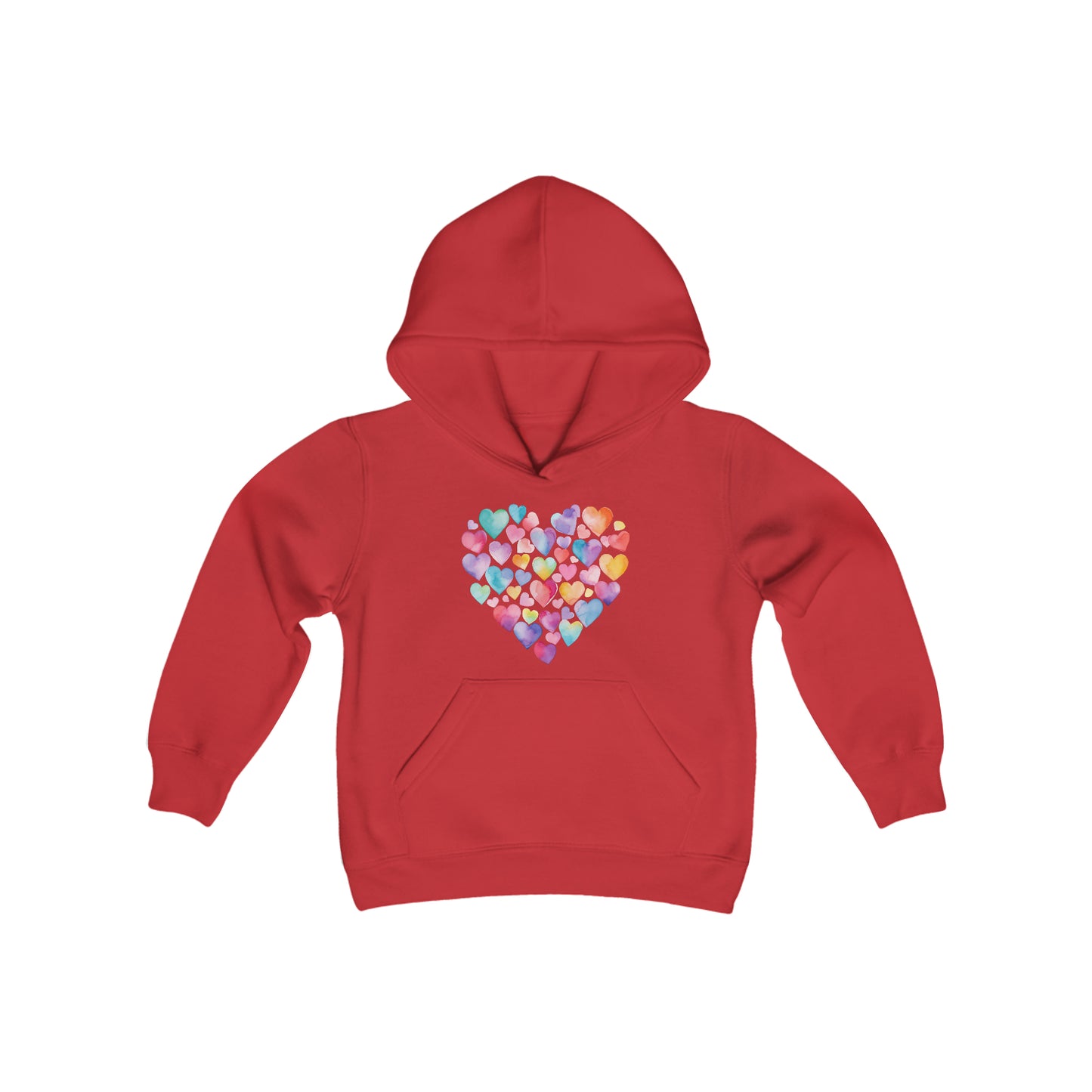 Heart of Hearts - Watercolor - Multi 3 - Youth Heavy Blend Hooded Sweatshirt