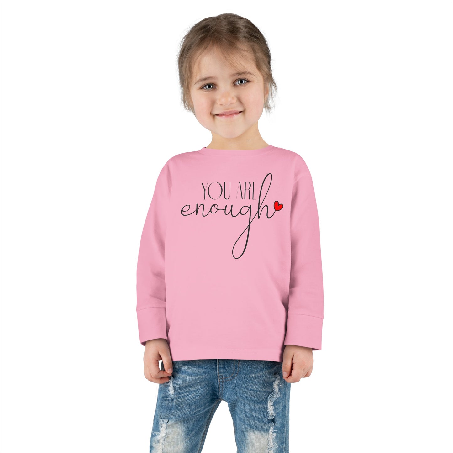 You Are Enough - Red Heart - Toddler Long Sleeve Tee