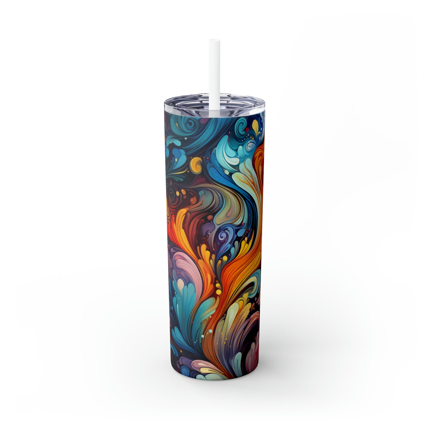 Rainbow Paisley 1.7 - Skinny Tumbler with Straw, 20oz - Stainless Steel