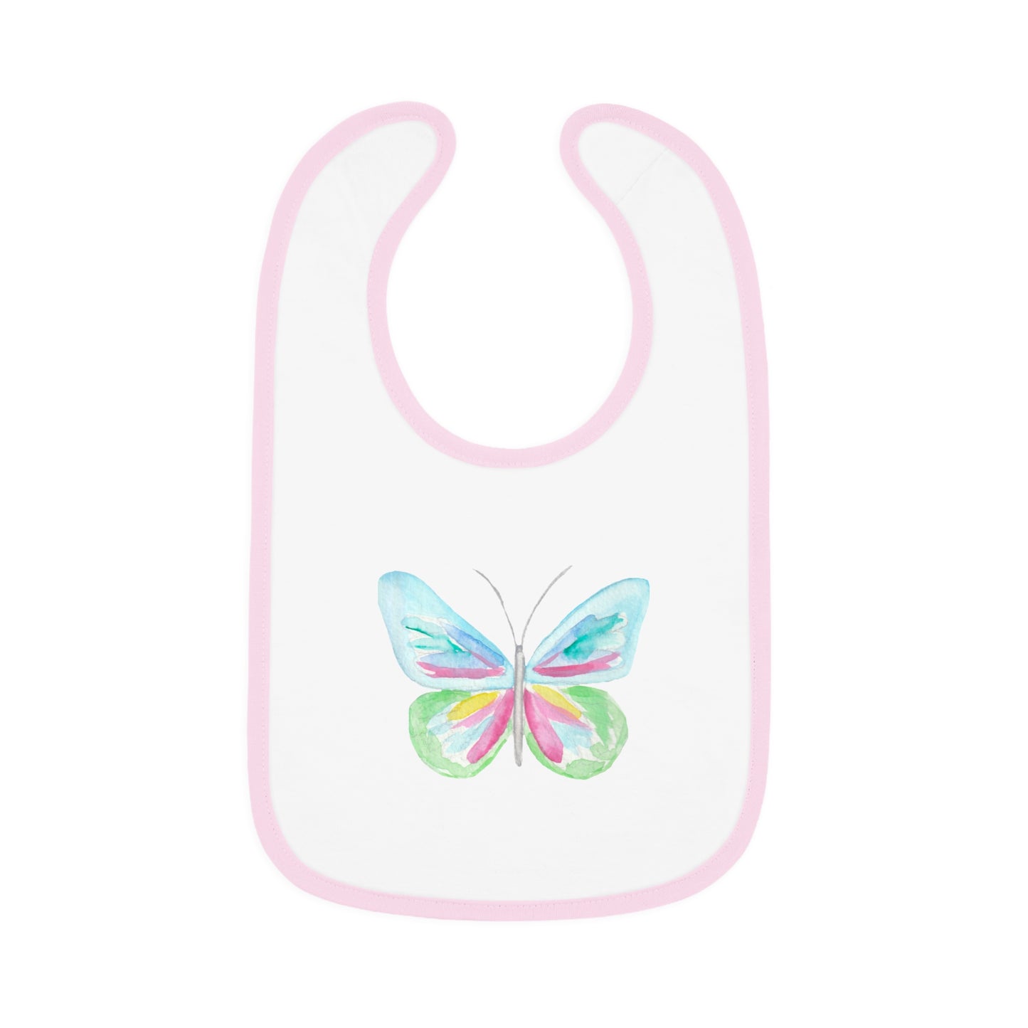 Watercolor Butterfly - Multicolor - Baby Contrast Trim Jersey Bib