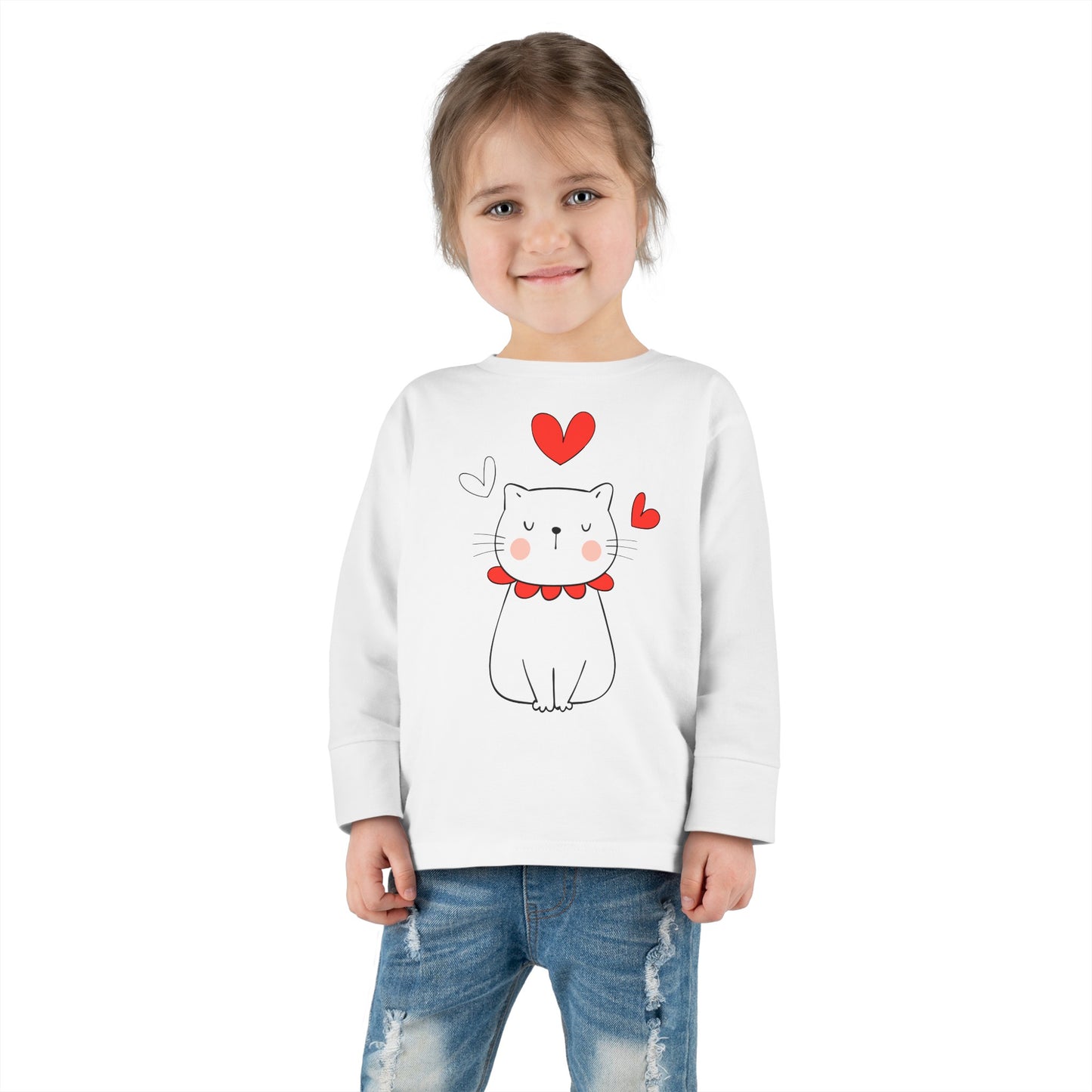 Cute Cat - Hearts 5 - Toddler Long Sleeve Tee