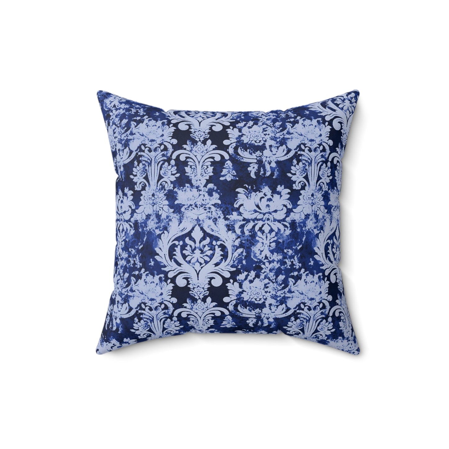 Vintage Blue Damask 63 - Beautiful, Shabby Chic, Boho, Fun - Faux Suede Square Pillow