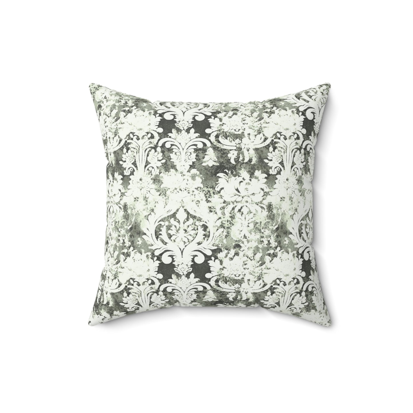 Vintage Green Damask 90 - Beautiful, Shabby Chic, Boho, Fun - Faux Suede Square Pillow
