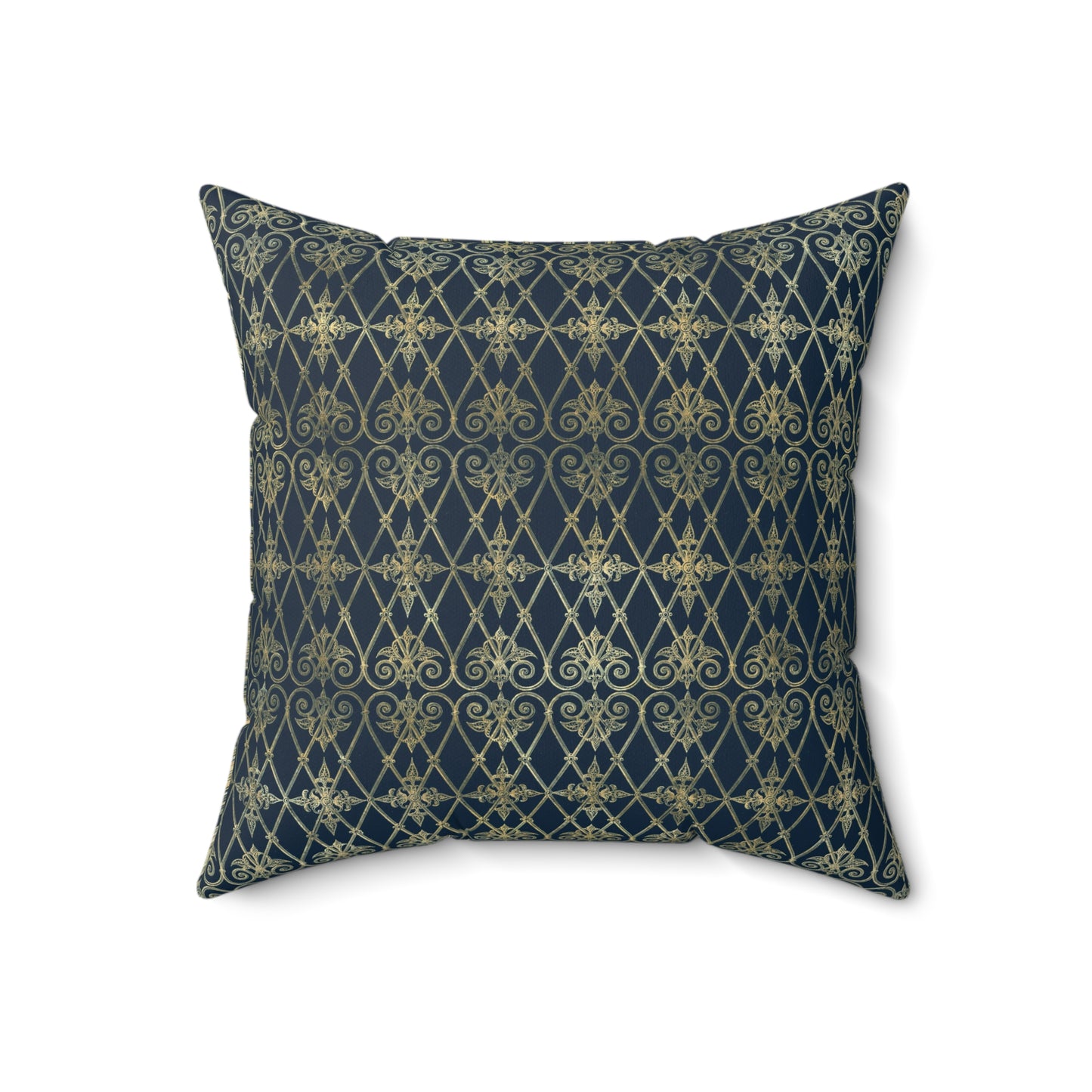 Blue and Gold Paris Pattern 1 - Faux Suede Square Pillow