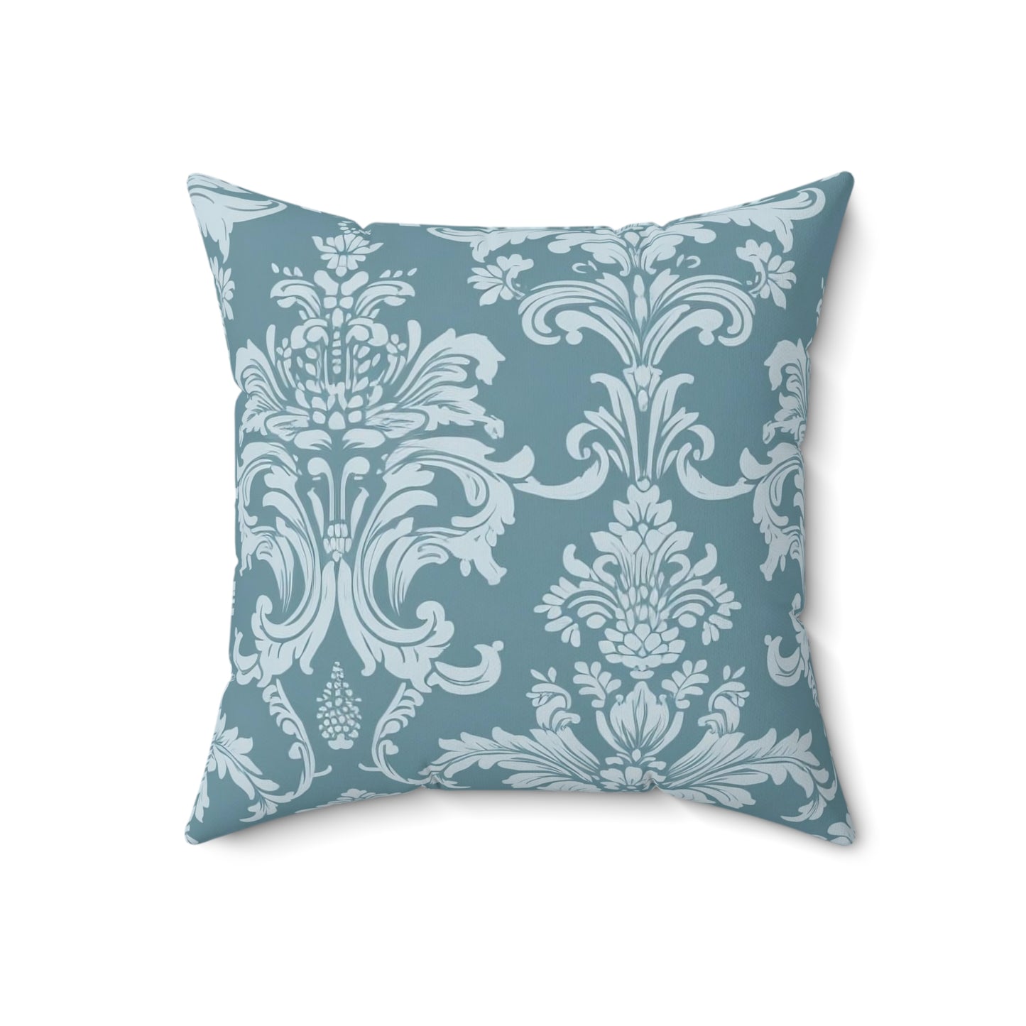 Blue Damask 7 - Beautiful, Shabby Chic, Boho, Fun - Faux Suede Square Pillow