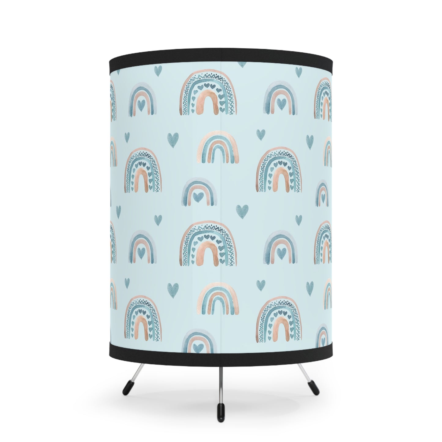 Blue Boho Rainbow Pattern 4 - Tripod Lamp with High-Res Printed Shade, US\CA plug