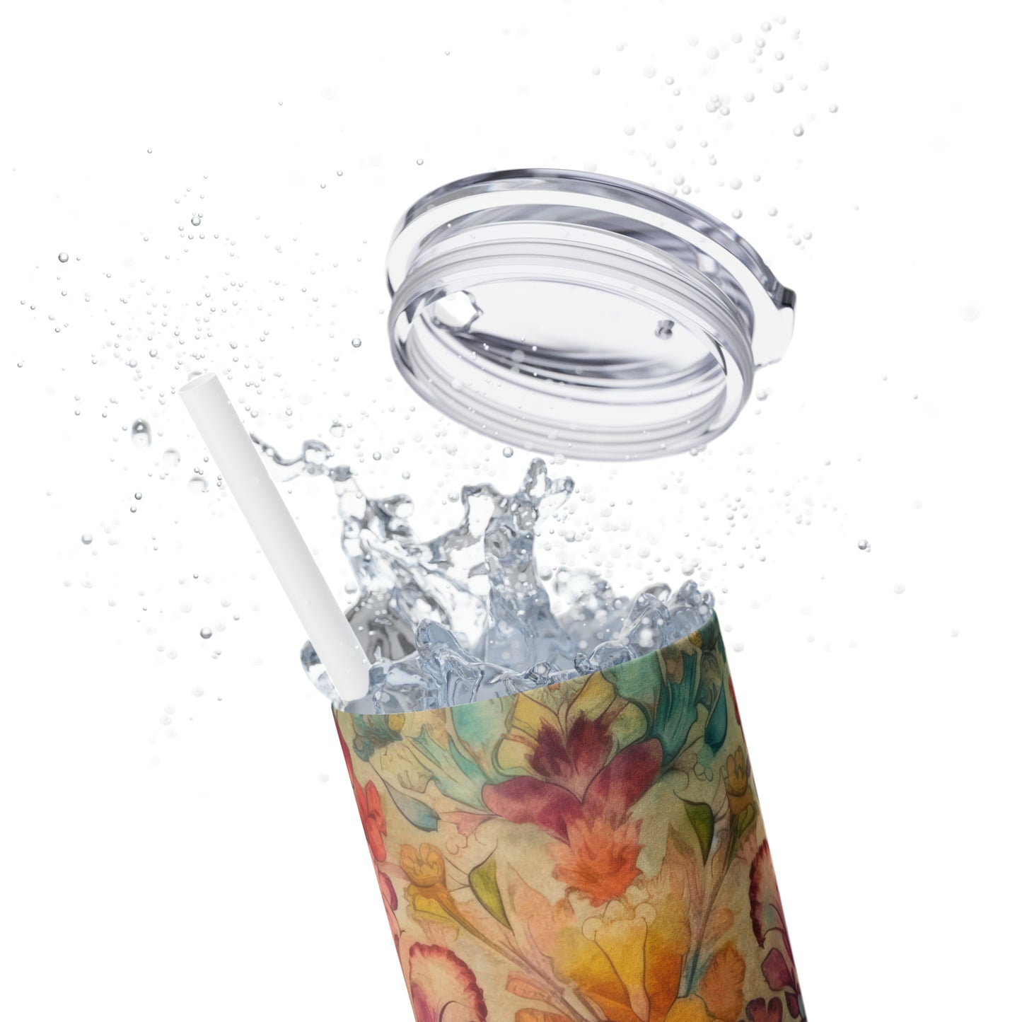 Tapestry Designs 1.1 - Multicolor - Skinny Tumbler with Straw, 20oz - Stainless Steel