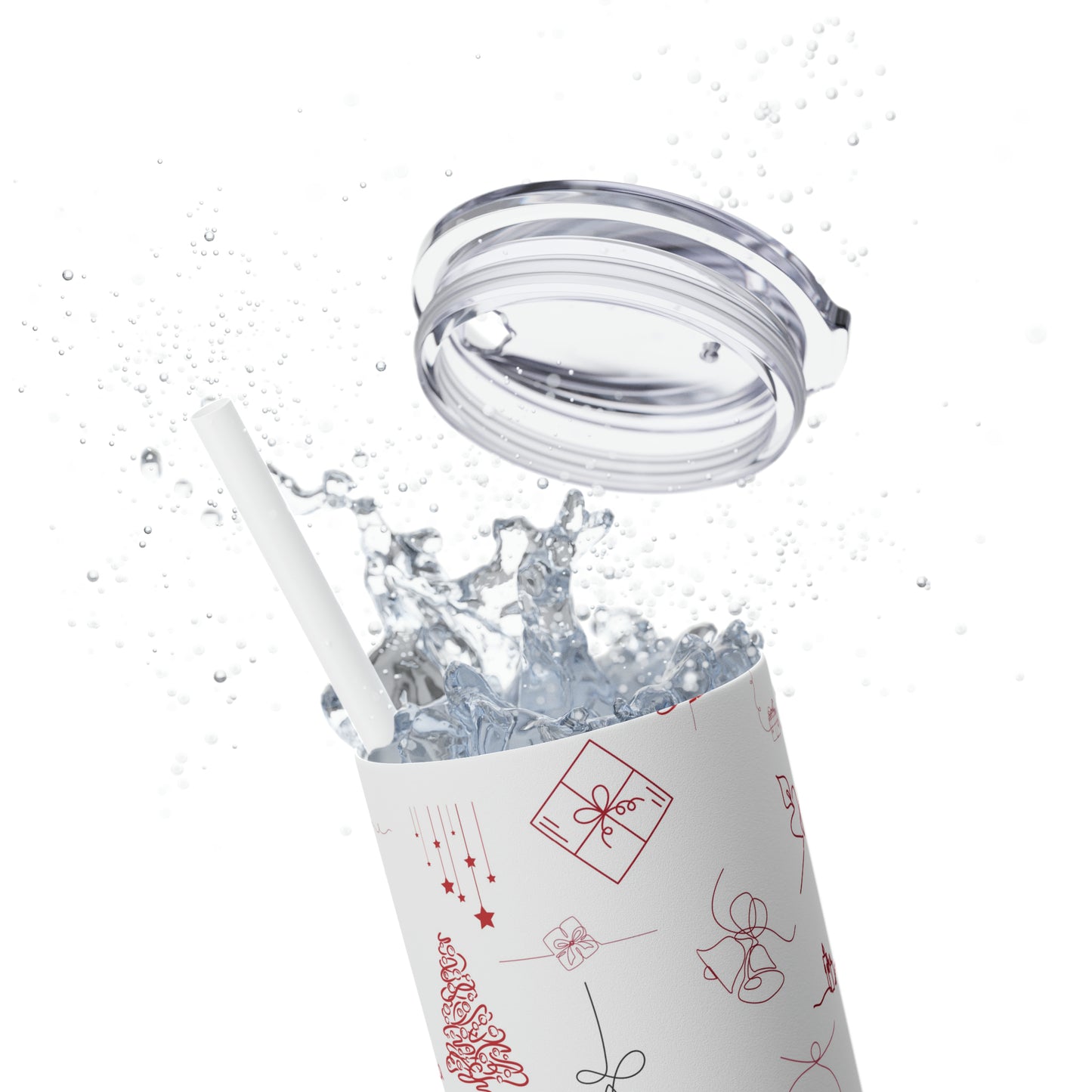 Amazing Hand Drawn Christmas - Skinny Tumbler with Straw, 20oz - Stainless Steel