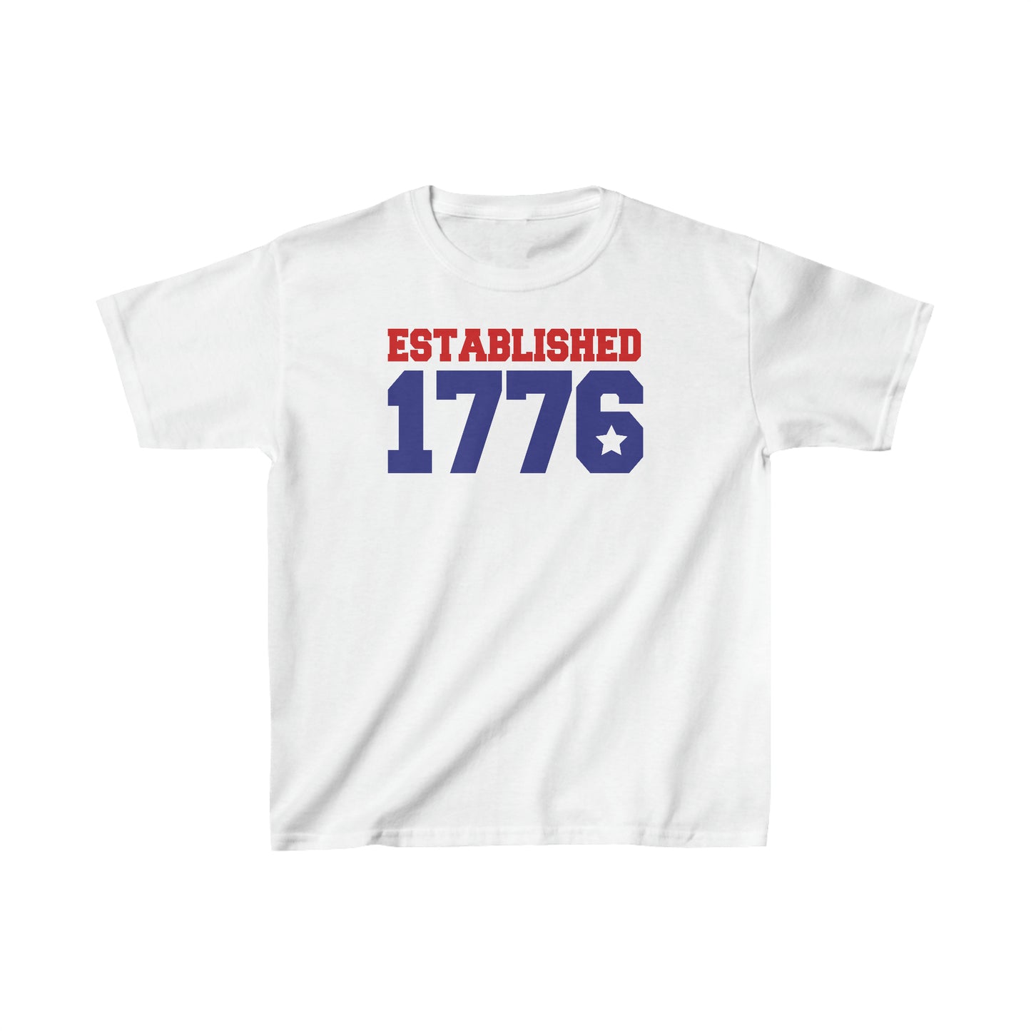 Established 1776 - American Flag - Red, White, and Blue - 4th of July - Independence Day - Kids Heavy Cotton Tee