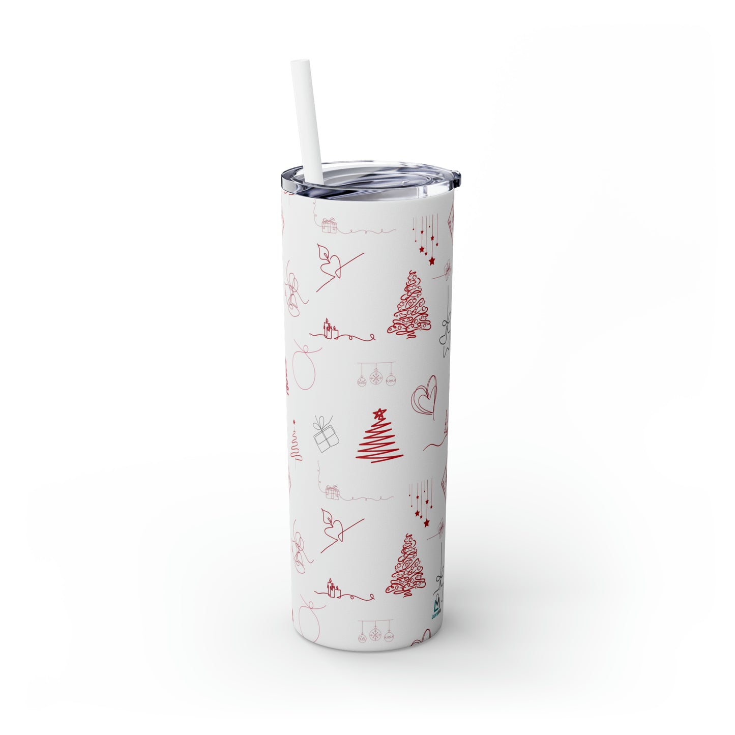 Amazing Hand Drawn Christmas - Skinny Tumbler with Straw, 20oz - Stainless Steel