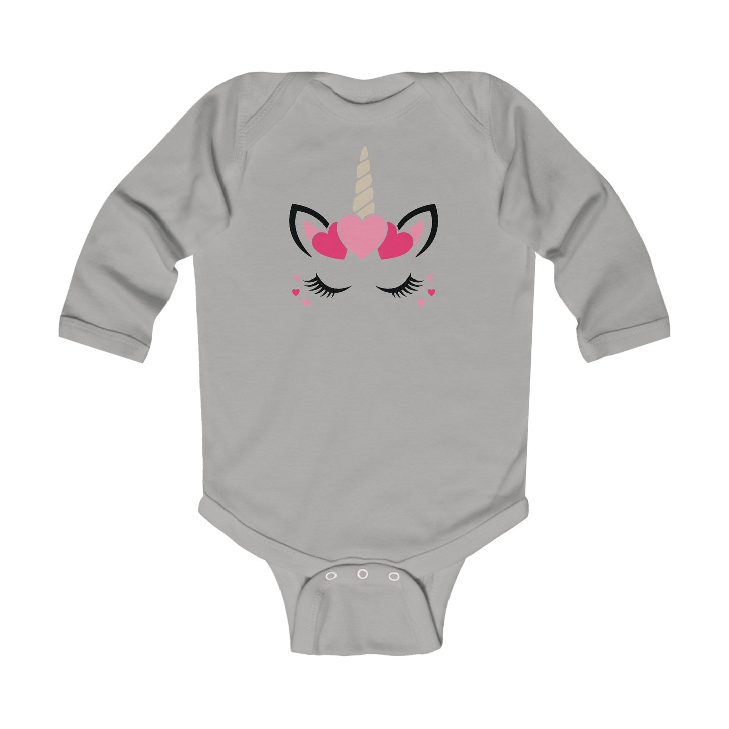 Cutest Unicorn - Hearts - Infant Long Sleeve Bodysuit