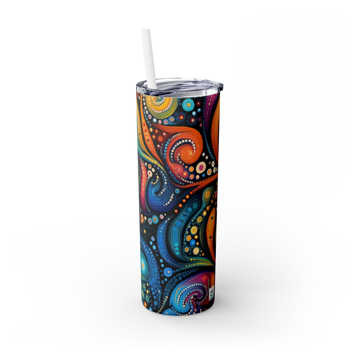 Colorful Psychedelic Swirls 1.8 - Skinny Tumbler with Straw, 20oz - Stainless Steel
