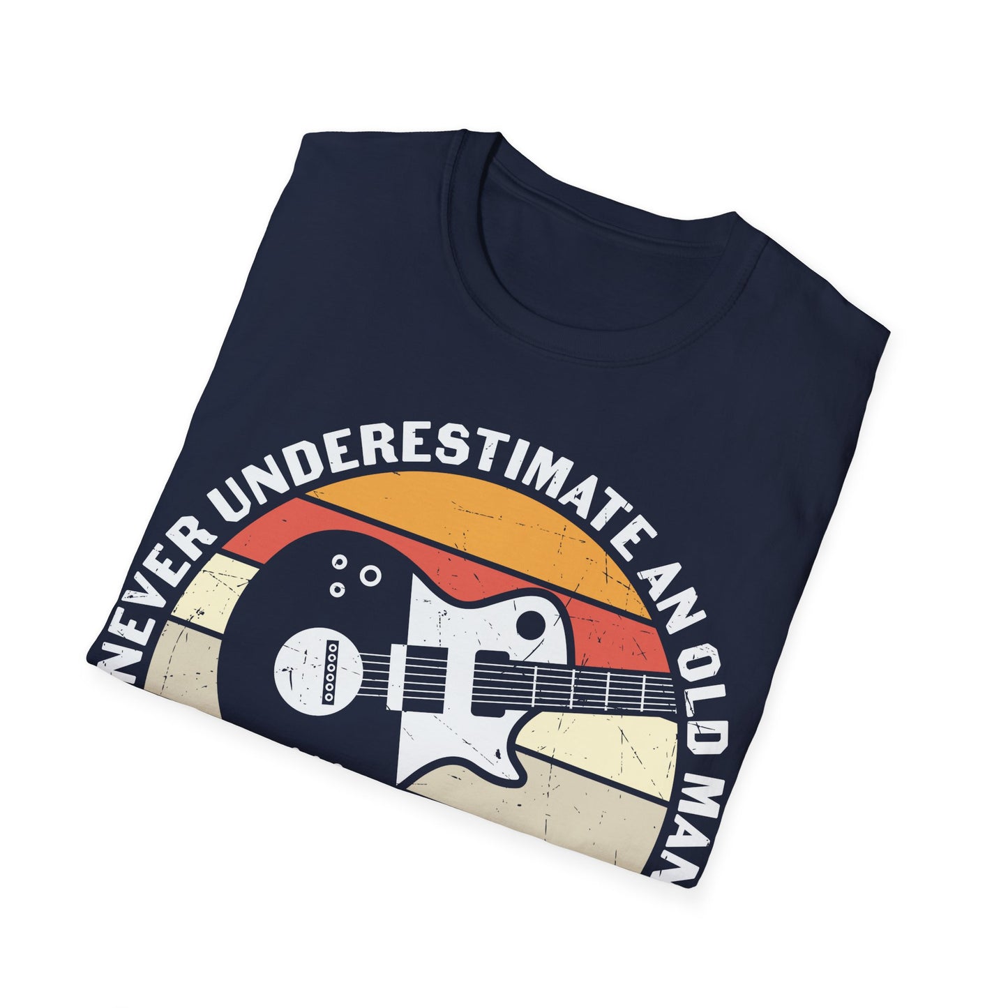 Never Underestimate an Old Man with a Guitar - Unisex Softstyle T-Shirt