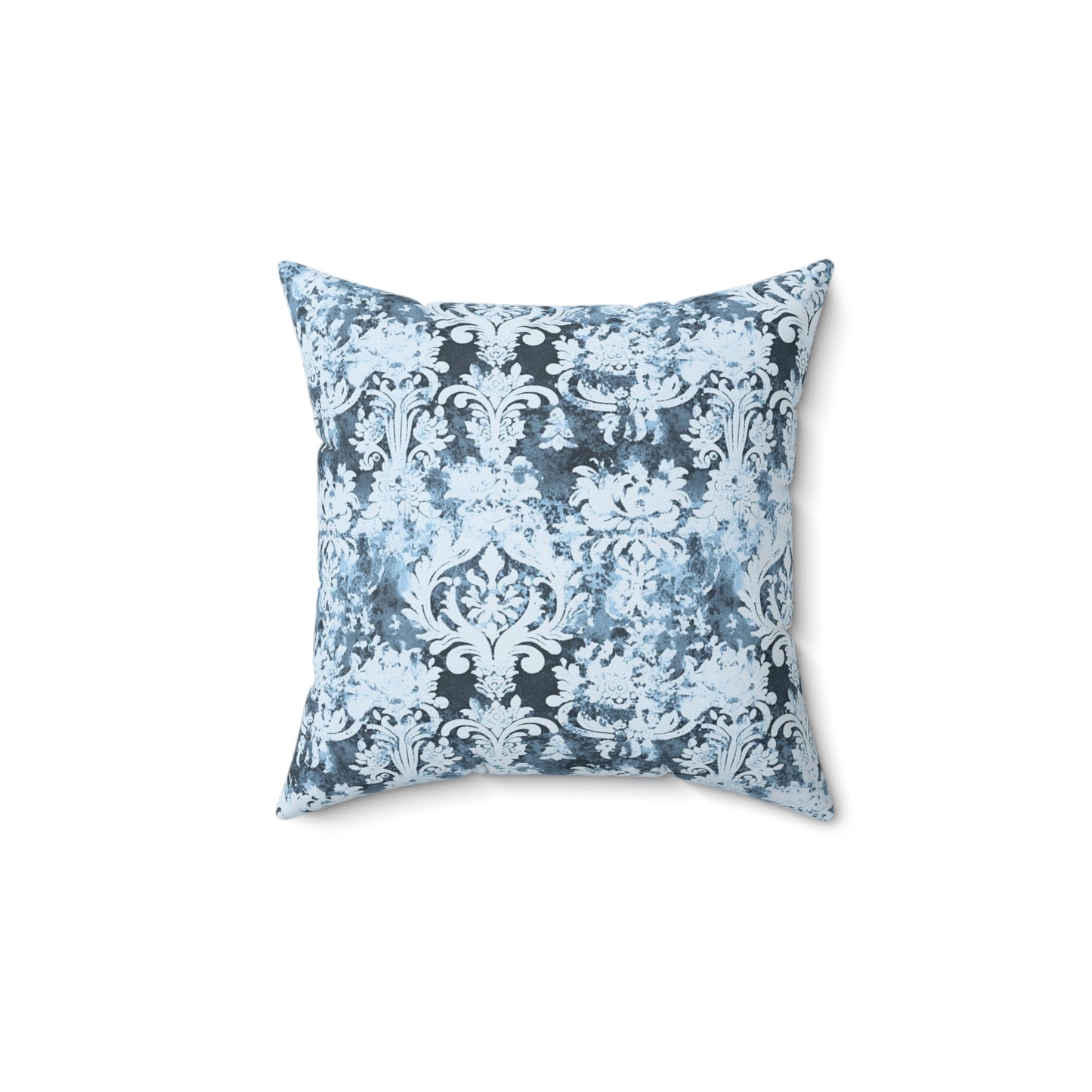 Vintage Blue Damask 67 - Beautiful, Shabby Chic, Boho, Fun - Faux Suede Square Pillow