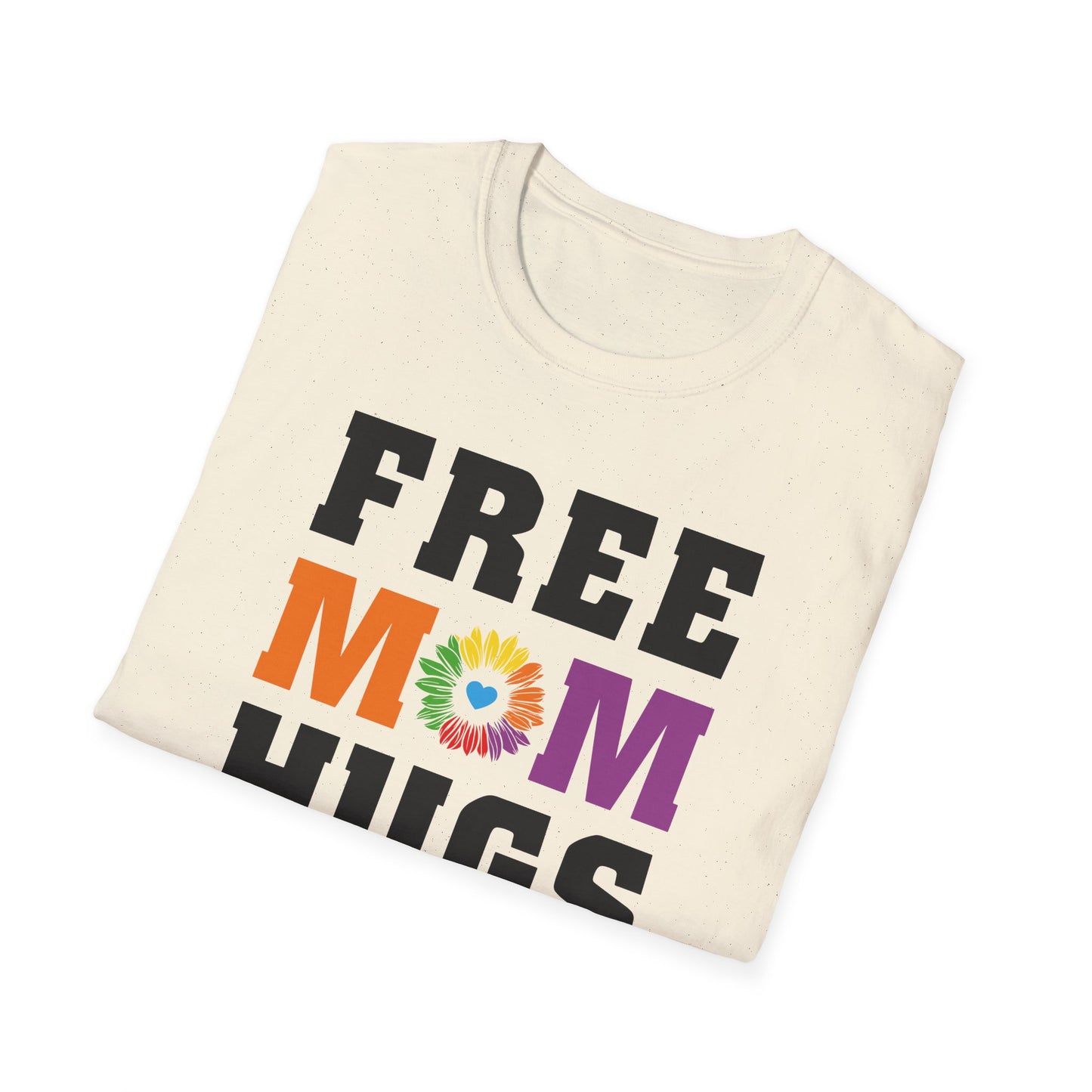 Free Mom Hugs - Rainbow Flower - LGBT - Pride - Rainbow - Unisex Softstyle T-Shirt