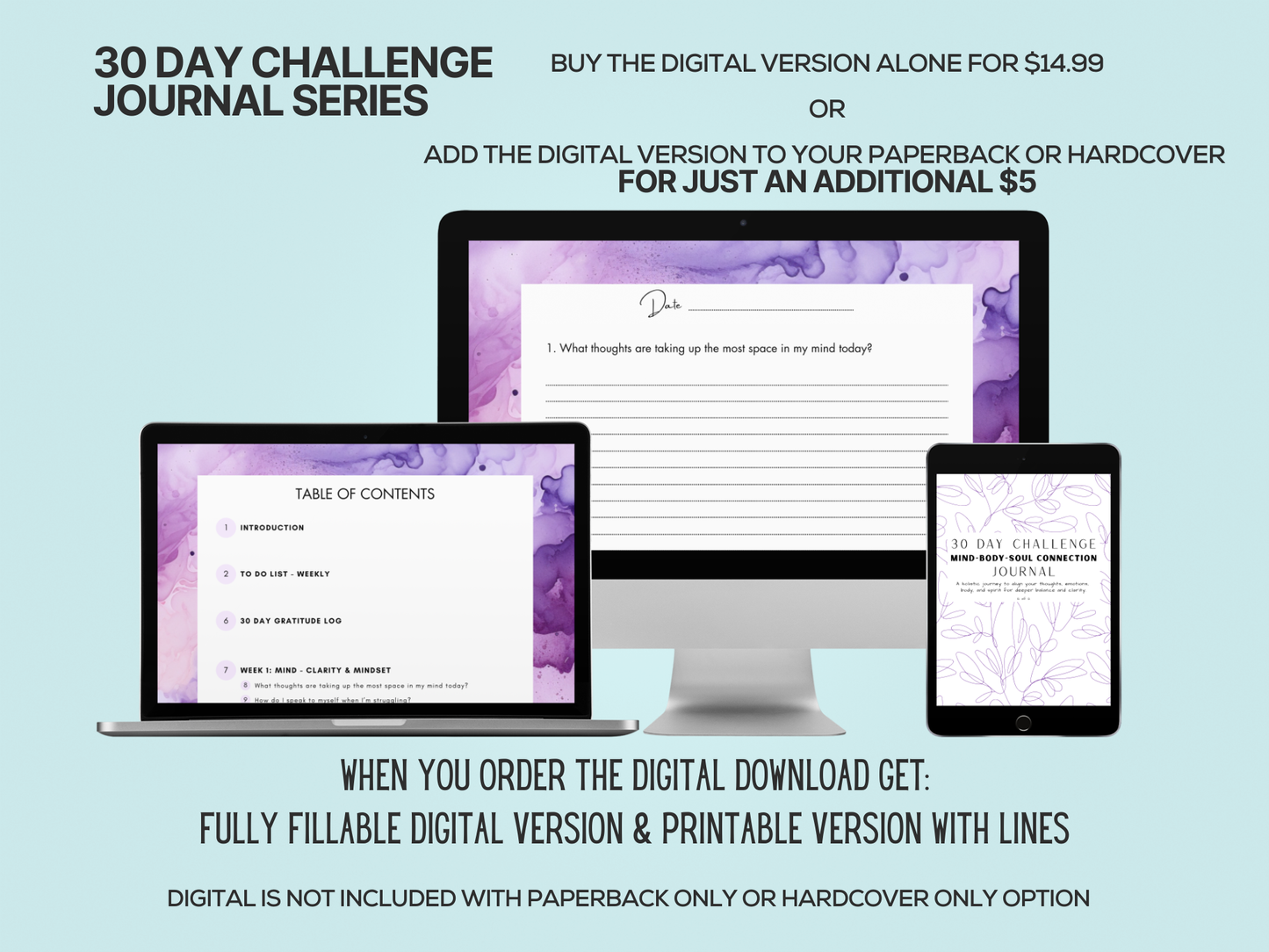 30 Days of Mind‑Body‑Soul Connection - Journal - Digital Download