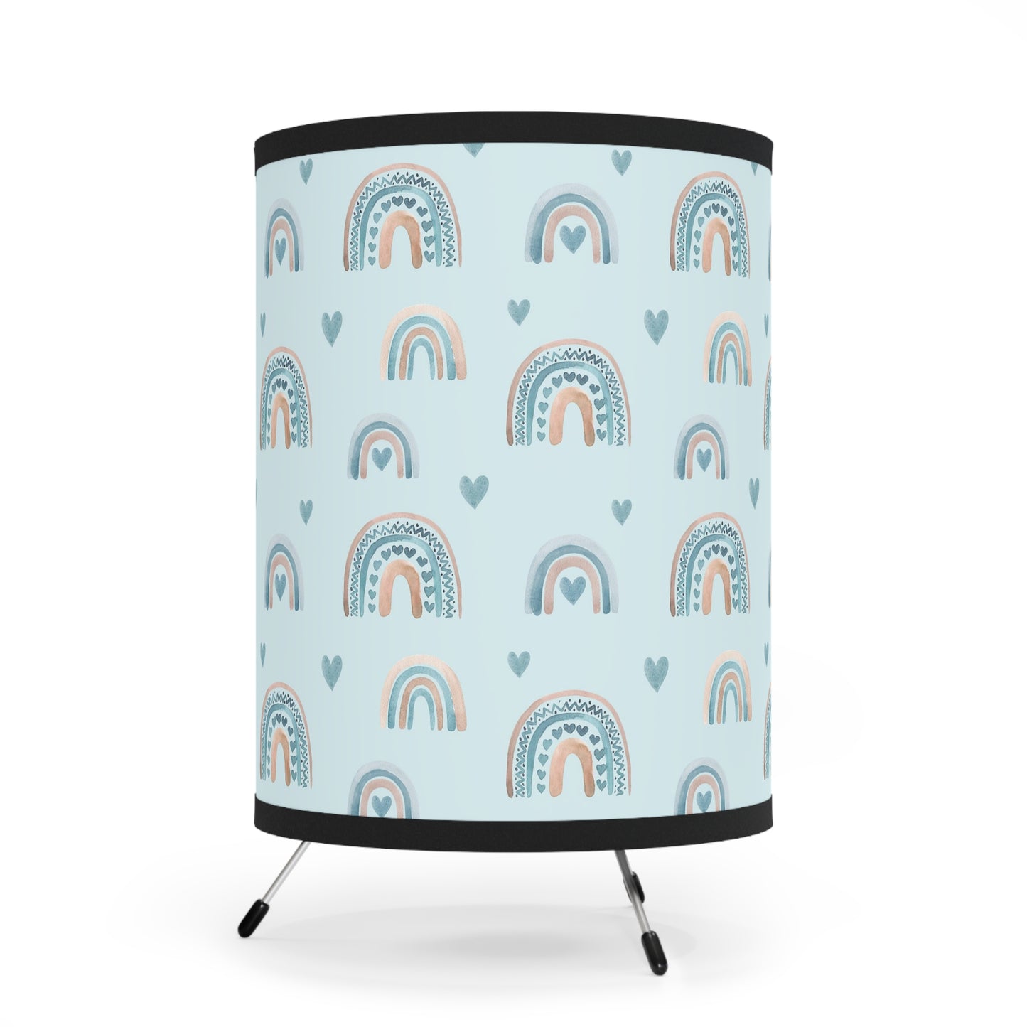 Blue Boho Rainbow Pattern 4 - Tripod Lamp with High-Res Printed Shade, US\CA plug