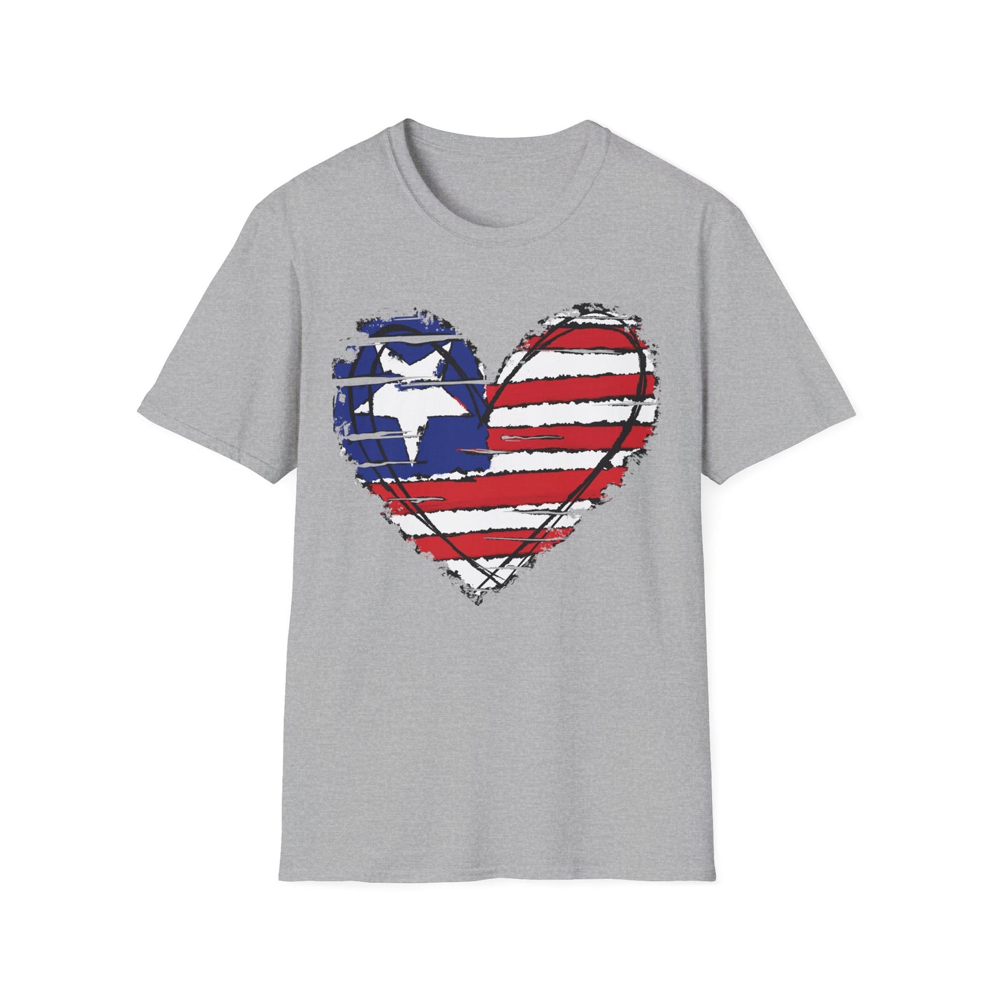 American Flag Heart - 4th of July - Independence Day - Unisex Softstyle T-Shirt