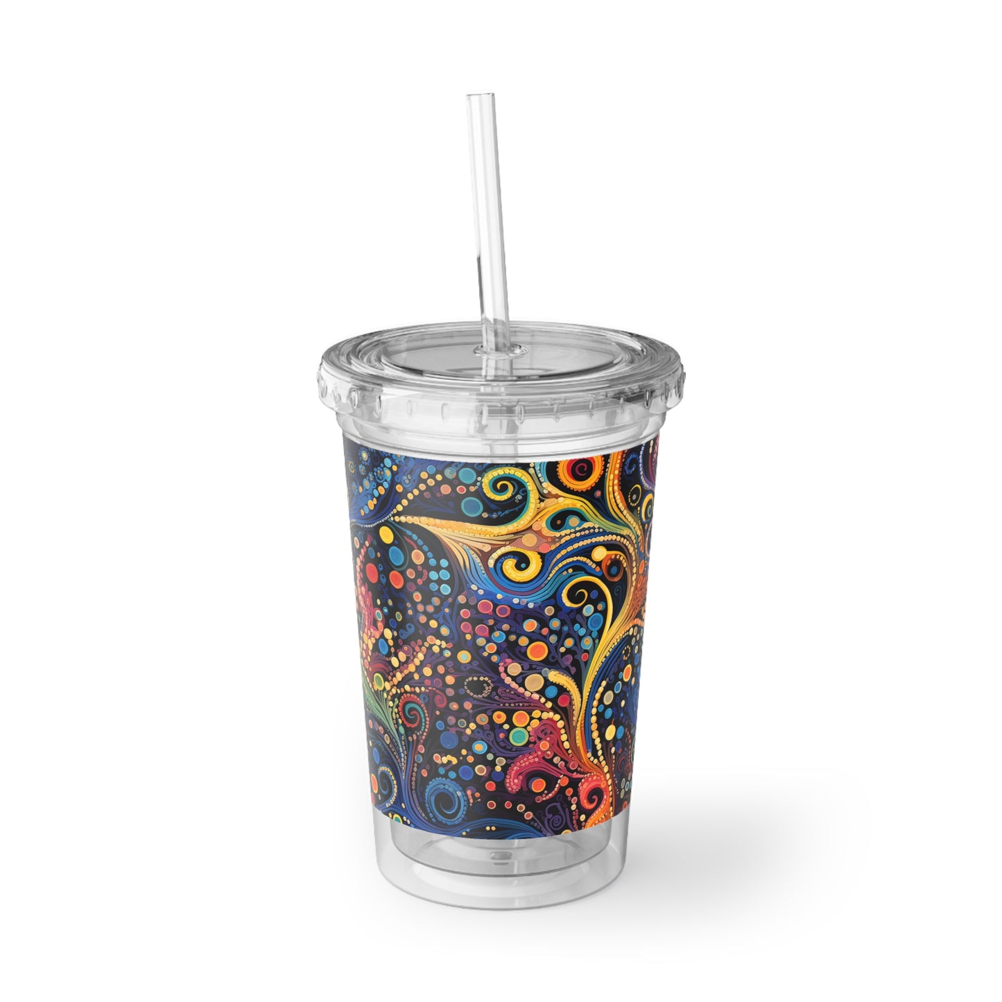 Colorful Psychedelic Swirls 1.12 - Multicolor - Clear - Suave Acrylic Cup - 16oz