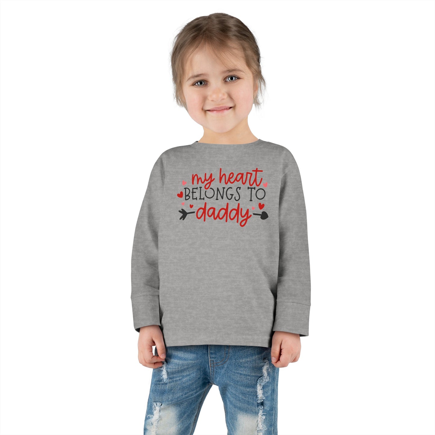 My Heart Belongs to Daddy - Hearts - Toddler Long Sleeve Tee
