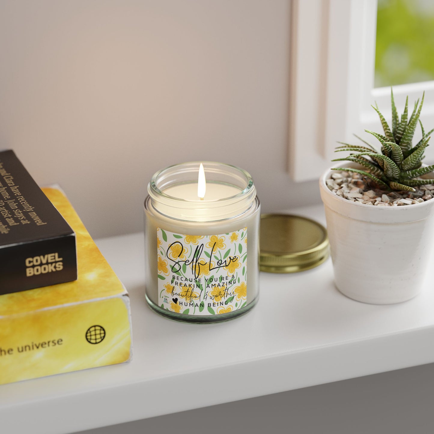 Self Love - Because You're Freaking Amazing - Motivational Scented Candle - Coconut Apricot Wax (4oz, 9oz)