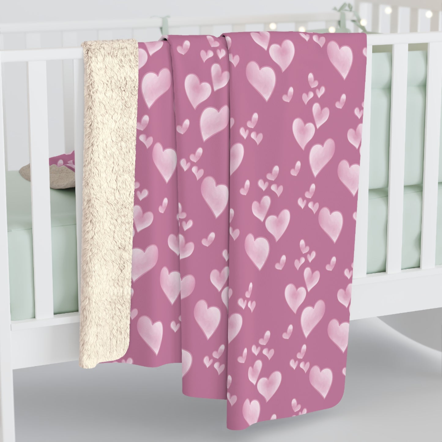 Floating Pink Hearts - Beautiful, Shabby Chic, Boho, Fun - Sherpa Fleece Blanket
