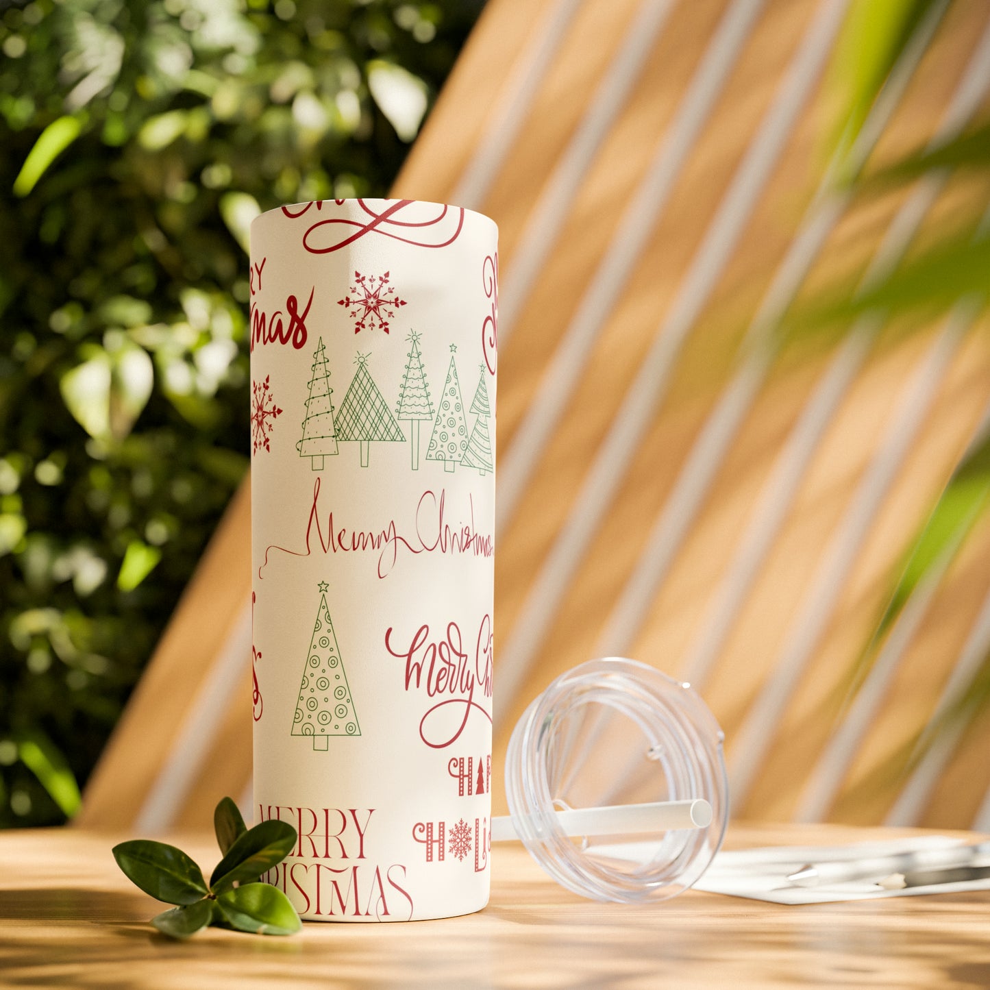 Amazing Merry Christmas Hand Drawn - Skinny Tumbler with Straw, 20oz - Stainless Steel