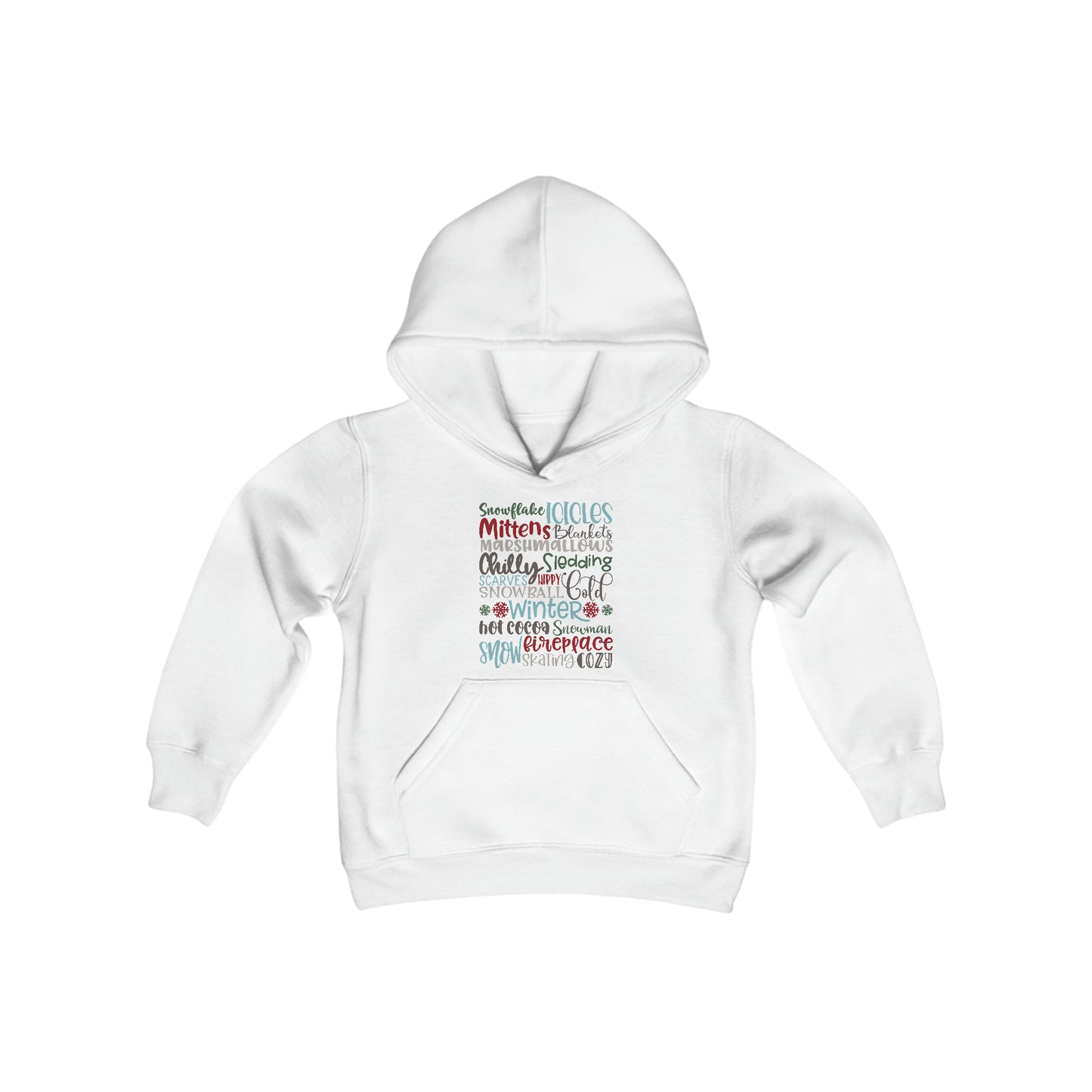 Winter Words Subway - Fun Winter - Cute Winter Words - Youth Heavy Blend Hooded Sweatshirt