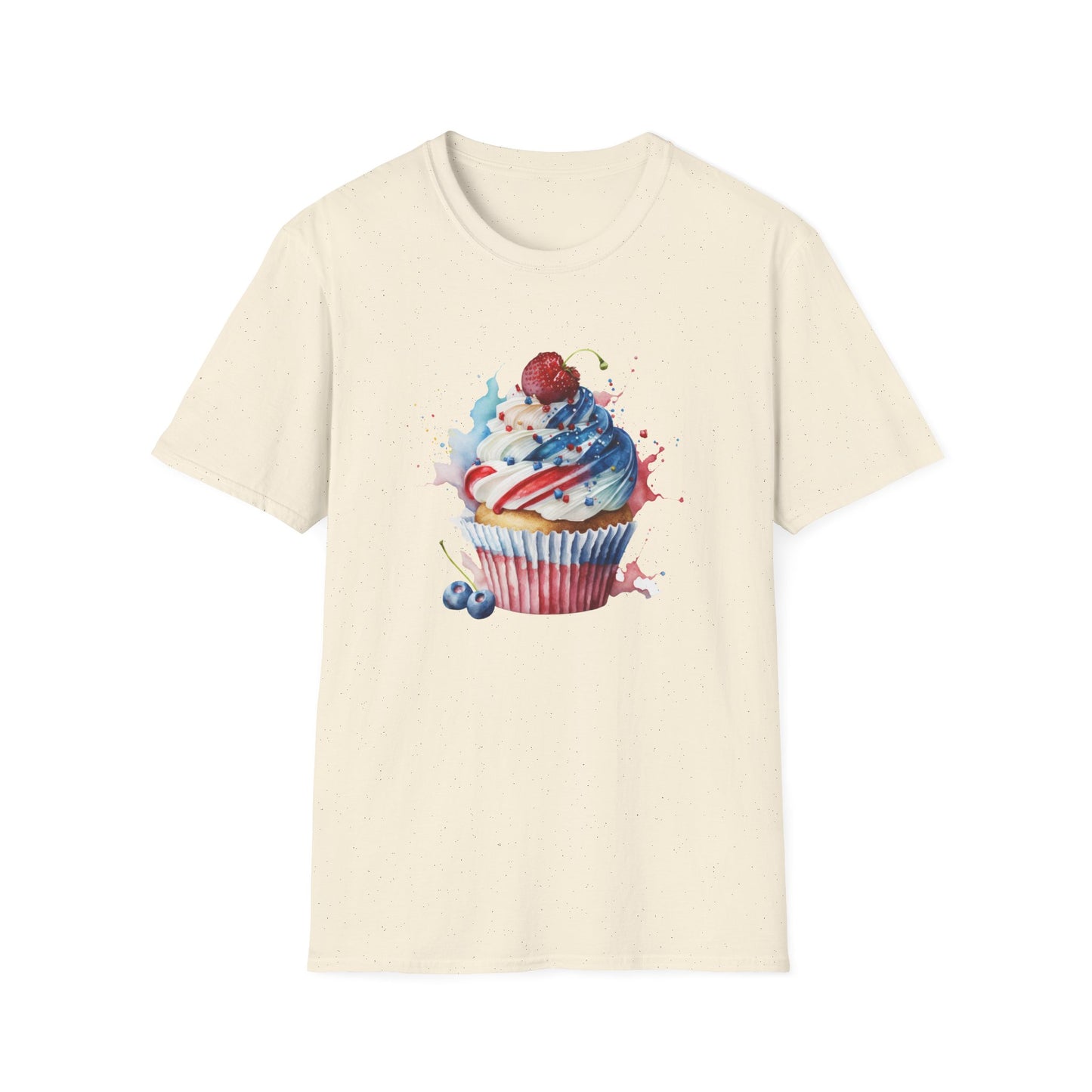 Red, White, and Blue Cupcake - American Flag - 4th of July - Independence Day - Unisex Softstyle T-Shirt