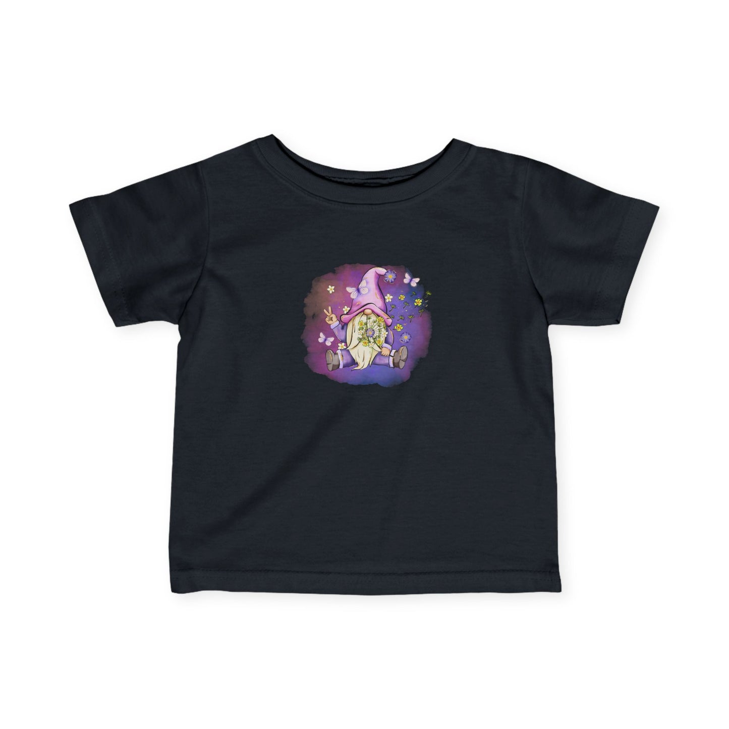Purple Peace Gnome with Flowers and Butterflies - Infant Fine Jersey Tee