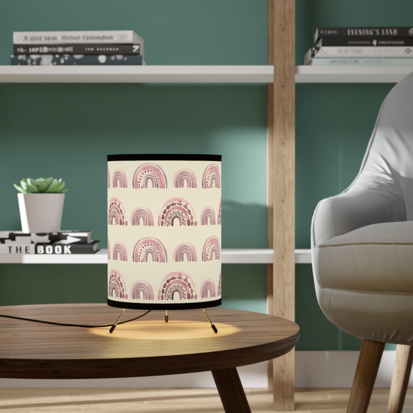Pink Boho Rainbow Pattern 3 - Tripod Lamp with High-Res Printed Shade, US\CA plug