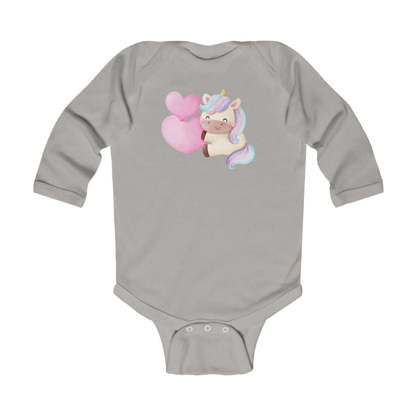 Cutest Unicorn - Two Hearts - Infant Long Sleeve Bodysuit