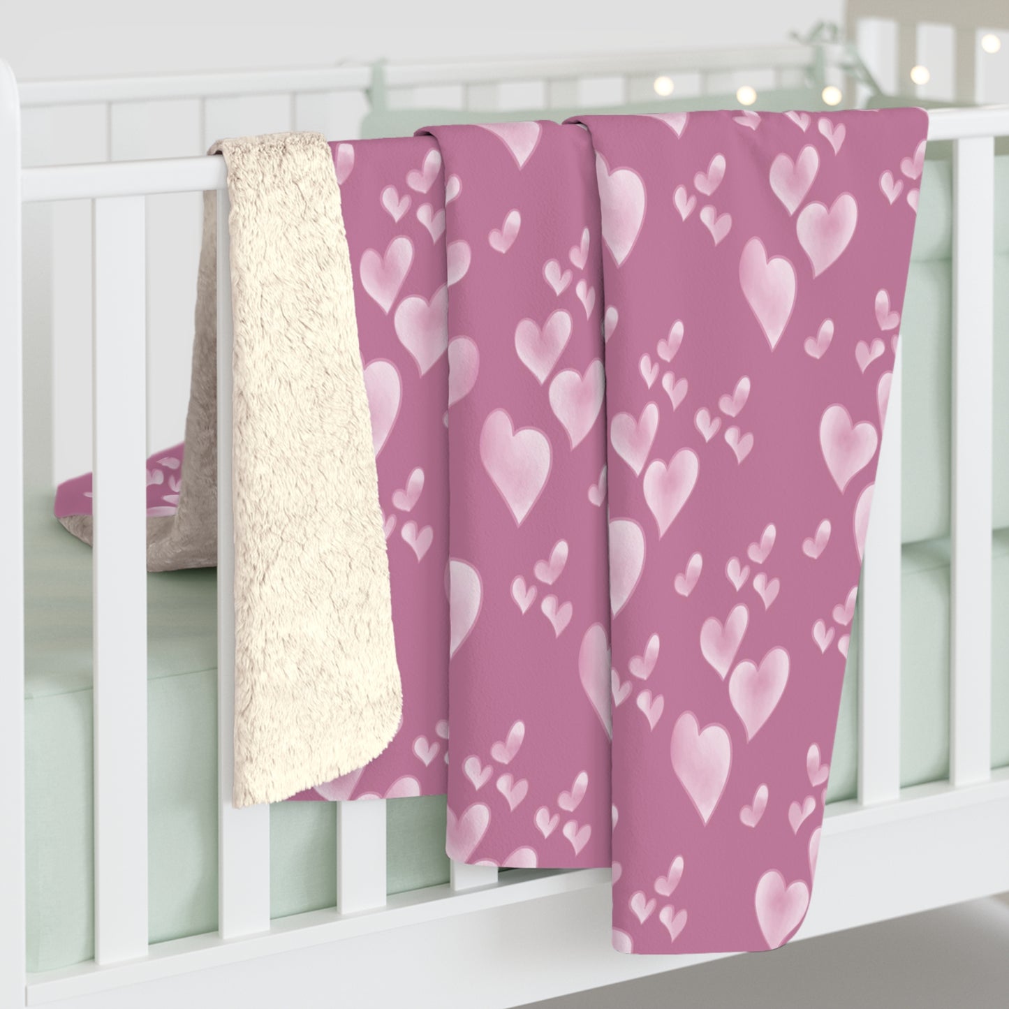 Floating Pink Hearts - Beautiful, Shabby Chic, Boho, Fun - Sherpa Fleece Blanket