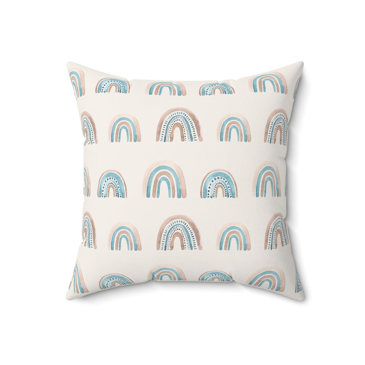 Blue Boho Rainbow Pattern 3 - Faux Suede Square Pillow