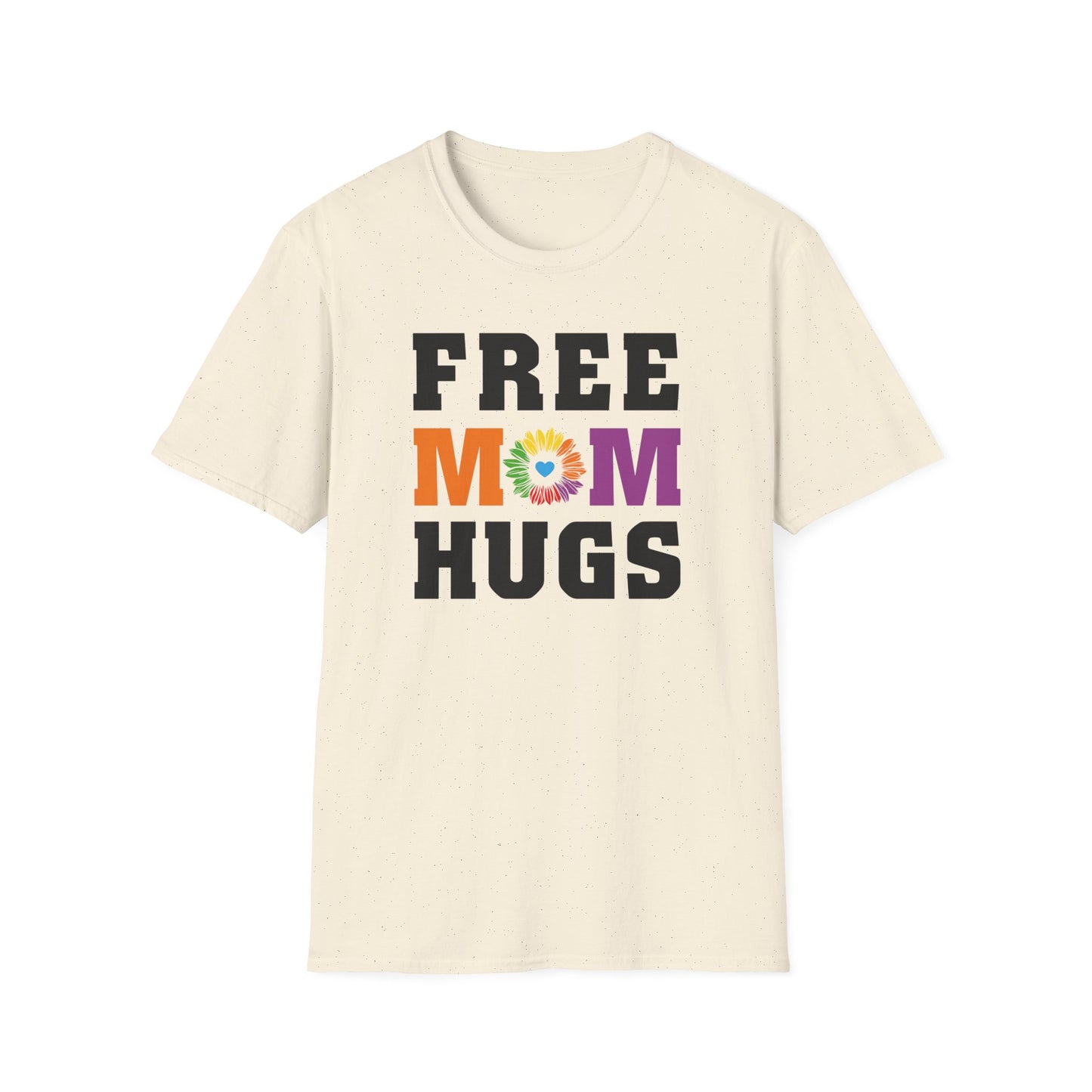 Free Mom Hugs - Rainbow Flower - LGBT - Pride - Rainbow - Unisex Softstyle T-Shirt
