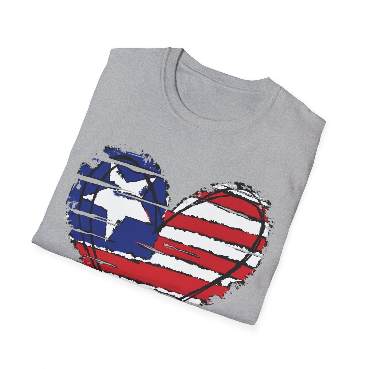 American Flag Heart - 4th of July - Independence Day - Unisex Softstyle T-Shirt