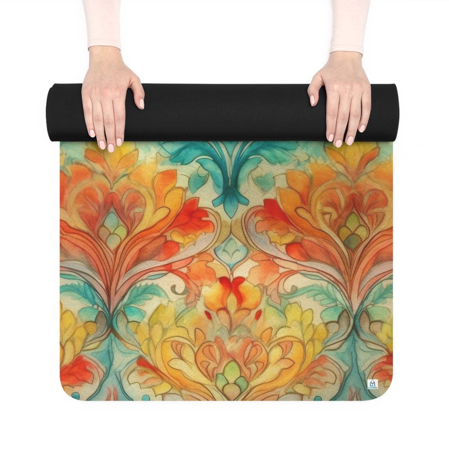 Tapestry Design 1.8 - Orange, Green, Yellow - Rubber Yoga Mat