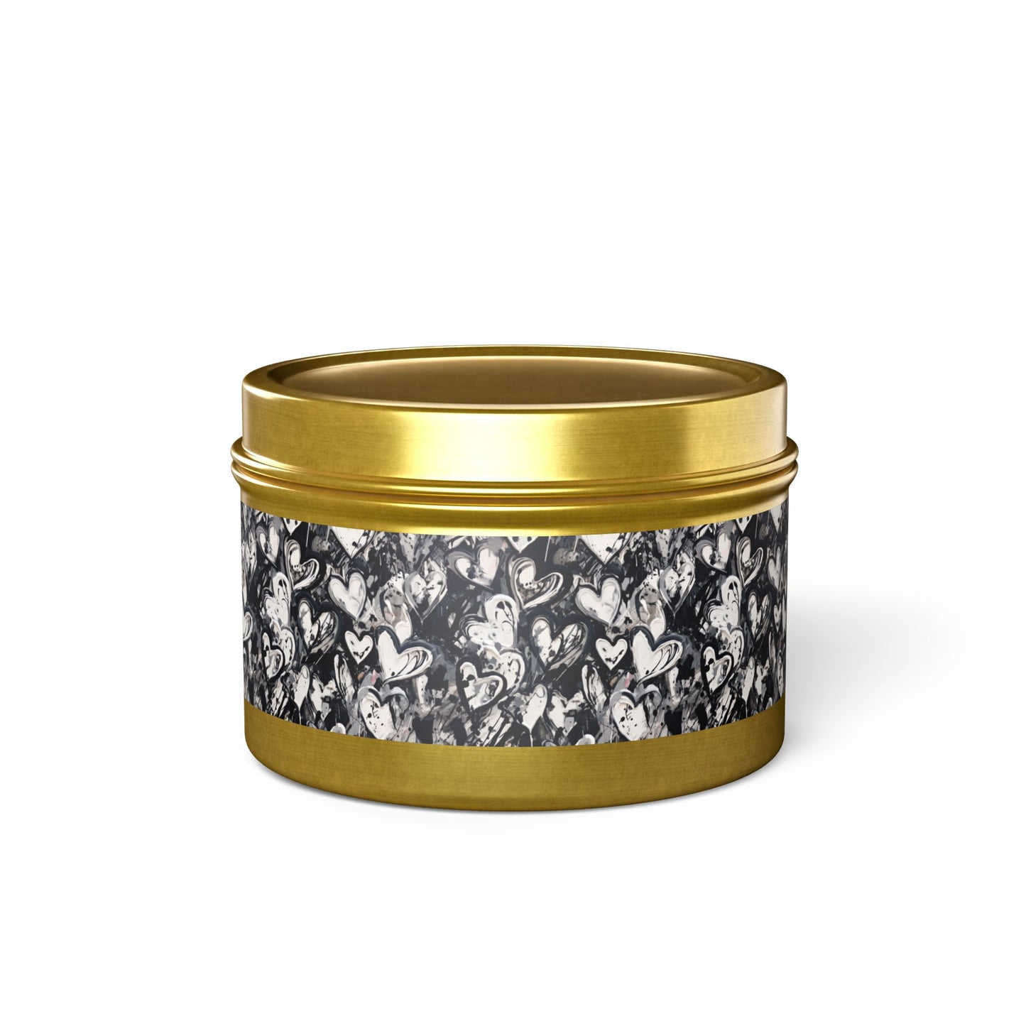 Black and White Painted Hearts - Scented Tin Candle