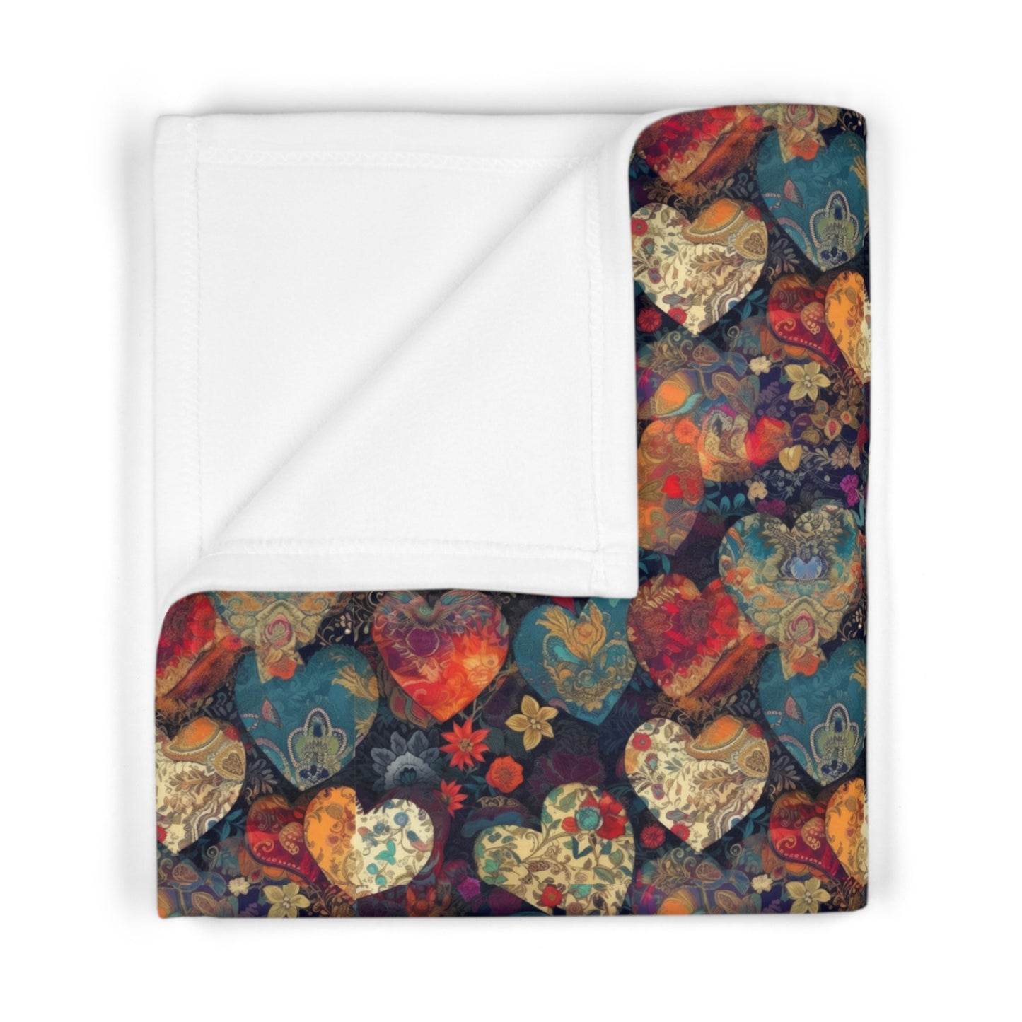 Fabric Hearts 1.4 - Soft Fleece Baby Blanket