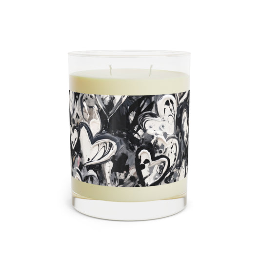 Black and White Painted Hearts - Scented Candle - 11oz