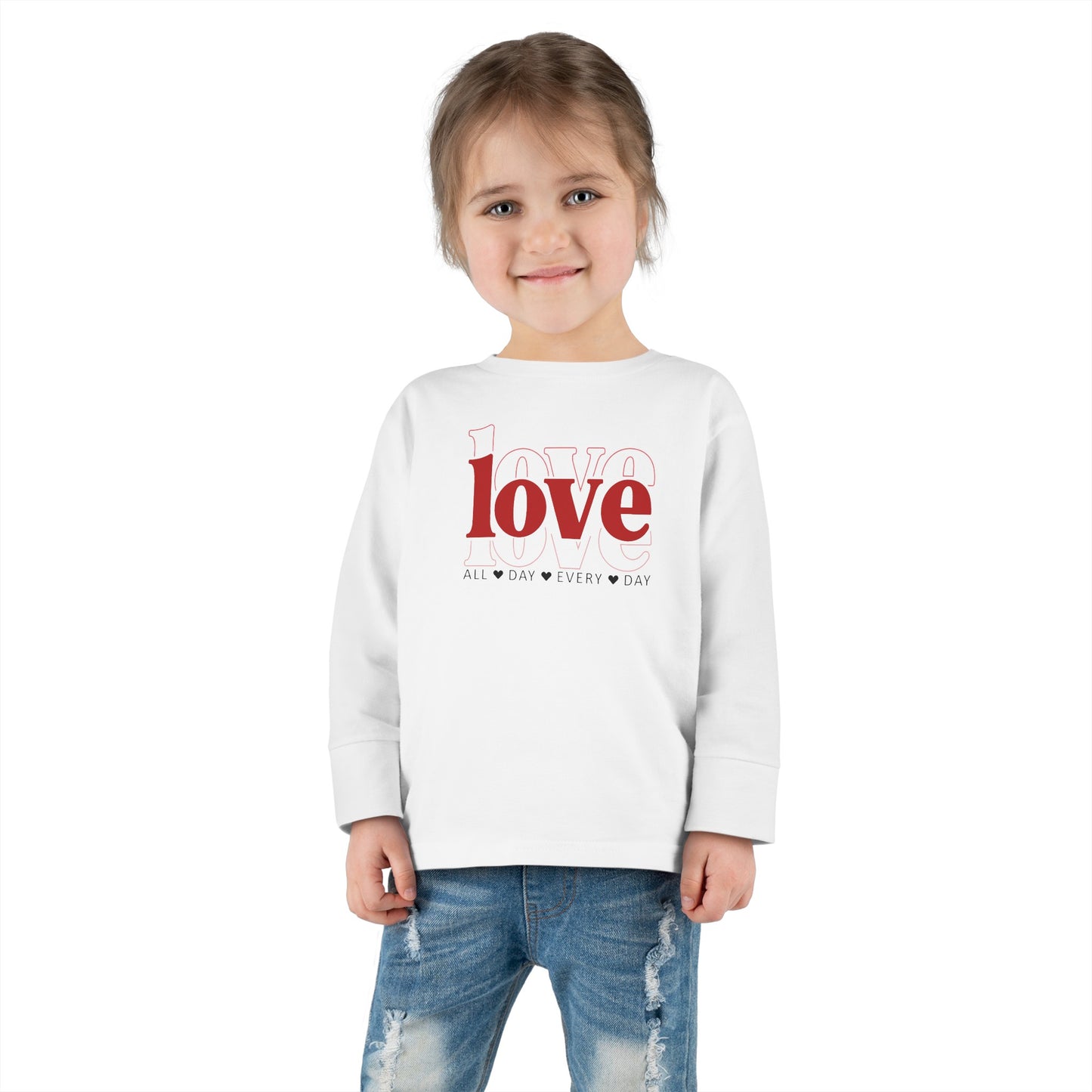 love love love - All Day Every Day - Heart - Toddler Long Sleeve Tee