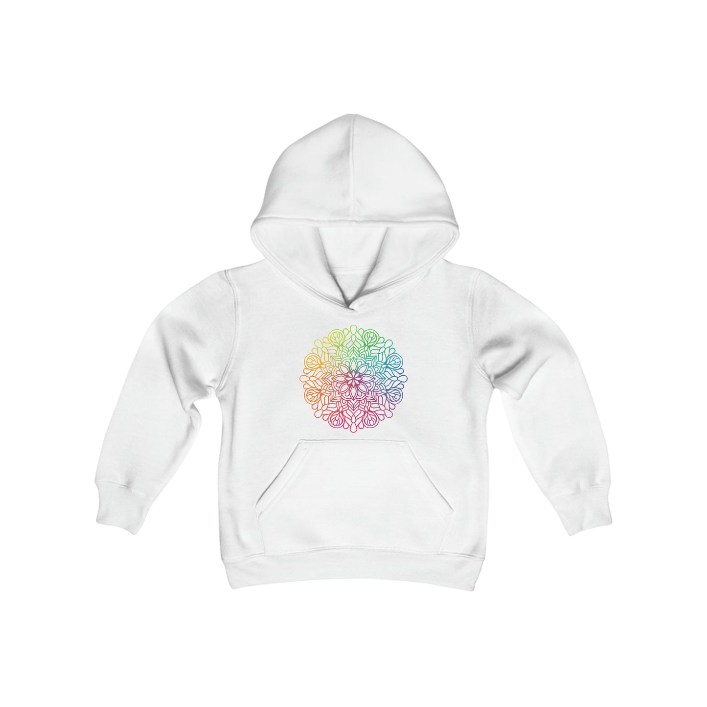 Rainbow Mandala Outline - Youth Heavy Blend Hooded Sweatshirt