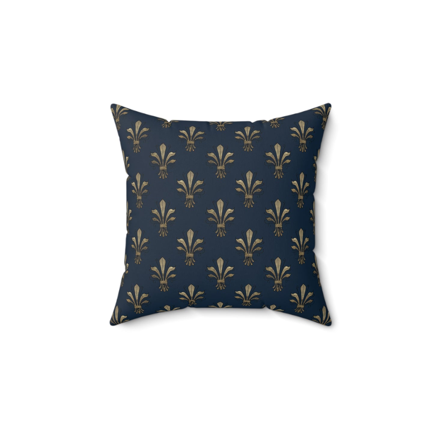 Blue and Gold Paris Pattern 23 - Faux Suede Square Pillow