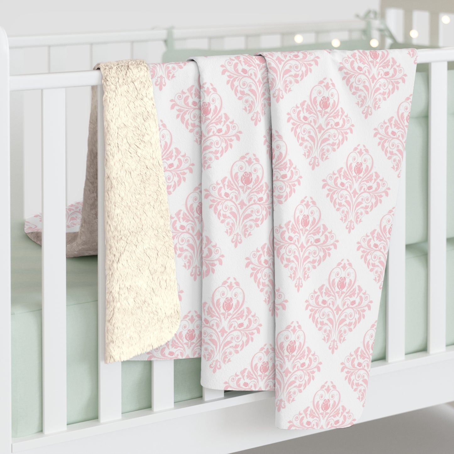 Beautiful, Cozy, Soft - Amazing - Pink Paris Damask 10 - Sherpa Fleece Blanket